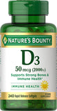 Nature's Bounty Vitamine D3: bouteille face, soutien potentiel à l'énergie quotidienne