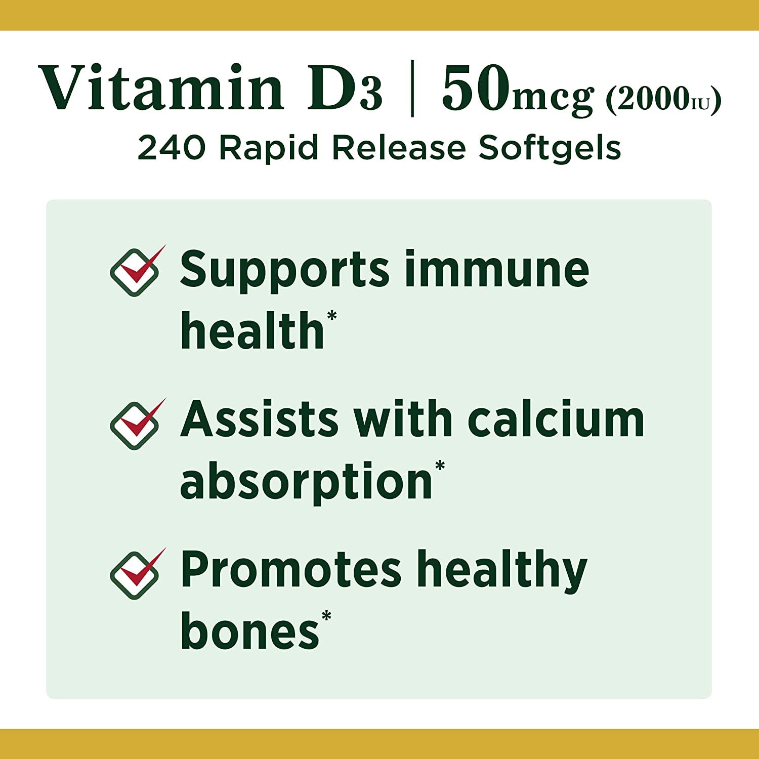Nature's Bounty Vitamine D3: capsules visibles, forme active