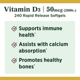 Nature's Bounty Vitamine D3: capsules visibles, forme active