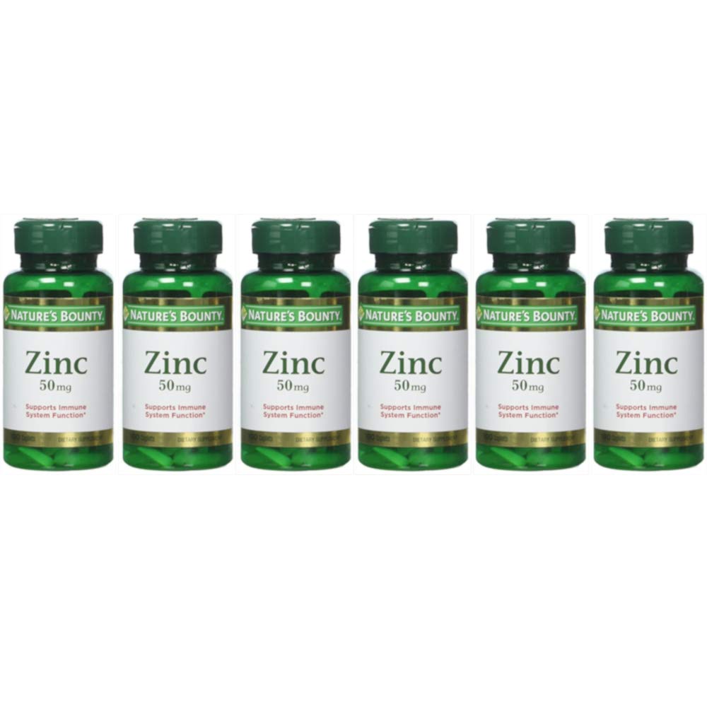 Nature's Bounty Zinc 50 mg, flacon de 100 comprimés, soutien potentiel du système immunitaire.
