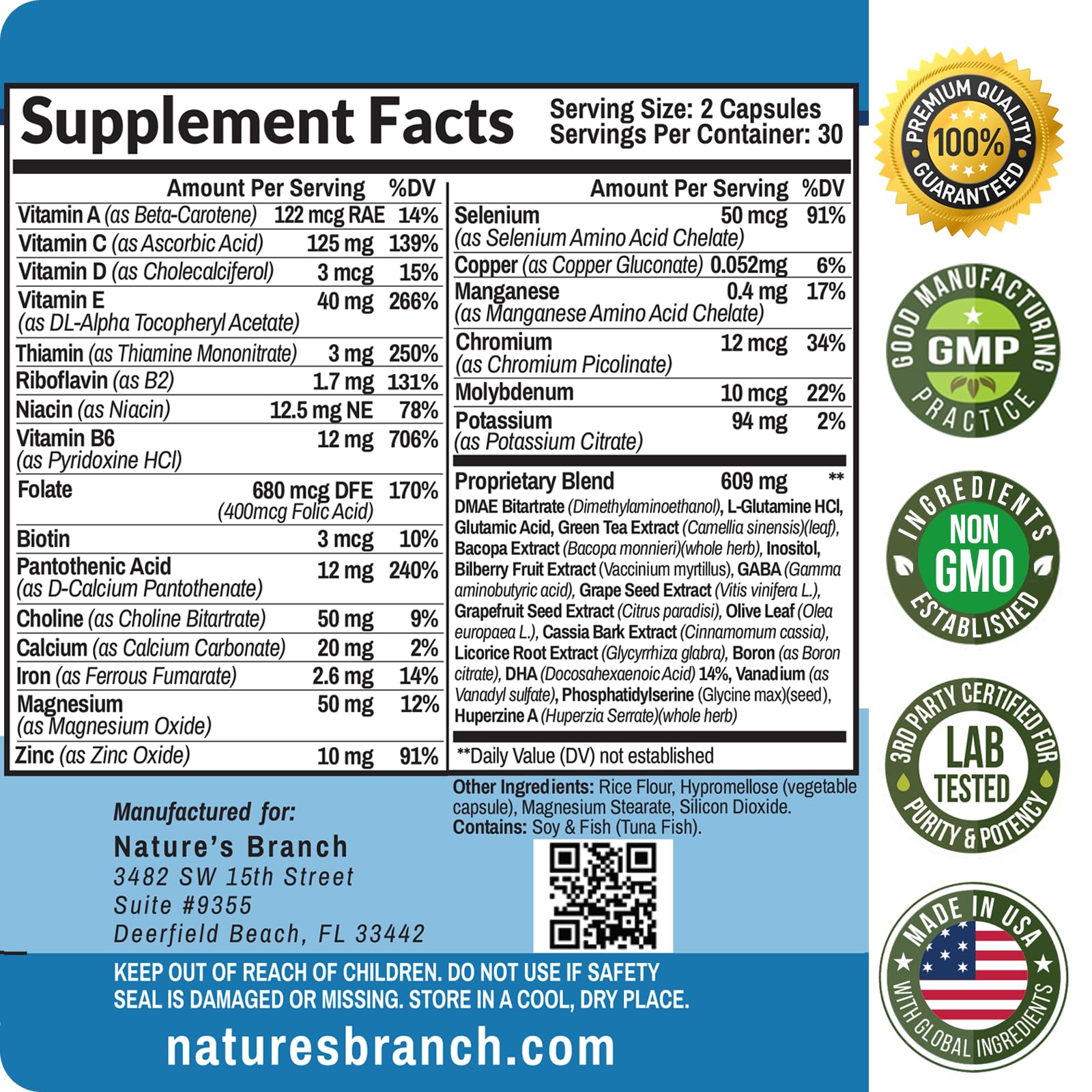 Nature's Branch Fabriqué aux États-Unis: symbole de qualité et traçabilité.