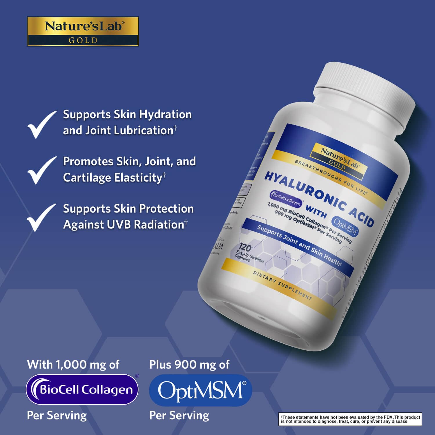Nature's Lab Biocell Collagène MSM - ingrédients clés pour le soutien articulations