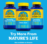 Aide à la routine sportive Nature's Life Acide malique 800 mg — prise quotidienne simple.