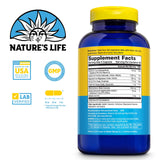Nature's Life Cal Mag Zinc Complex – Capsules montrant une composition calcium, magnésium et vitamine D3.