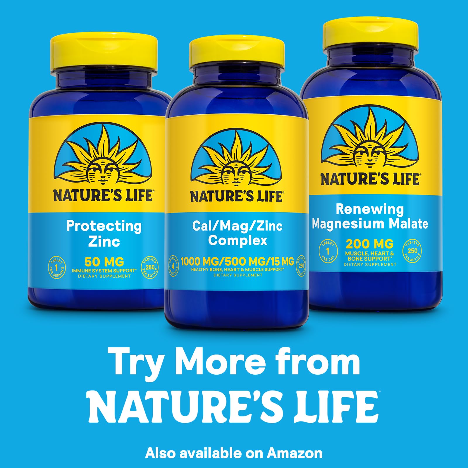 Nature's Life Cal Mag Zinc Complex – Ingrédients traces pour équilibre minéral.
