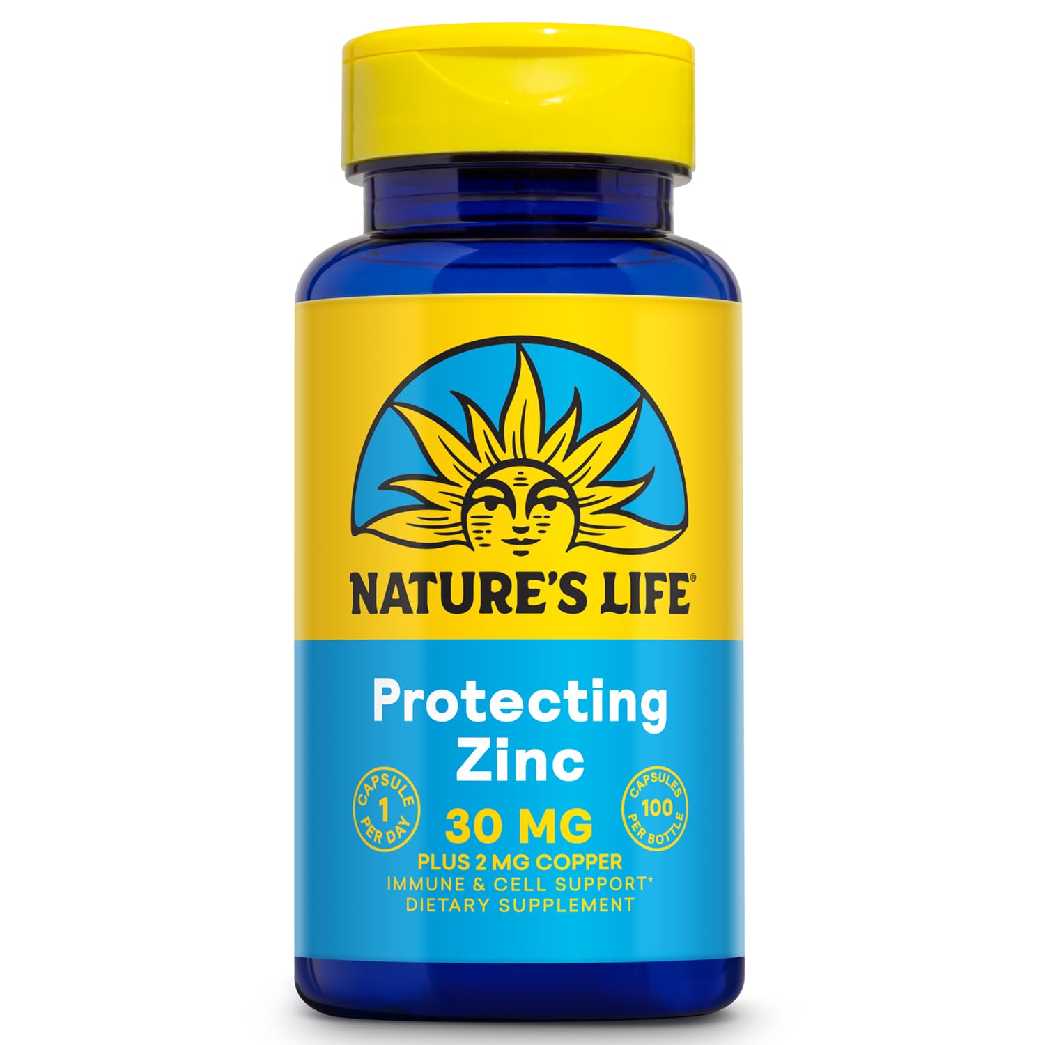 Nature's Life Zinc Picolinate 30 mg en bouteille, soutien immunitaire potentiel et absorption améliorée.