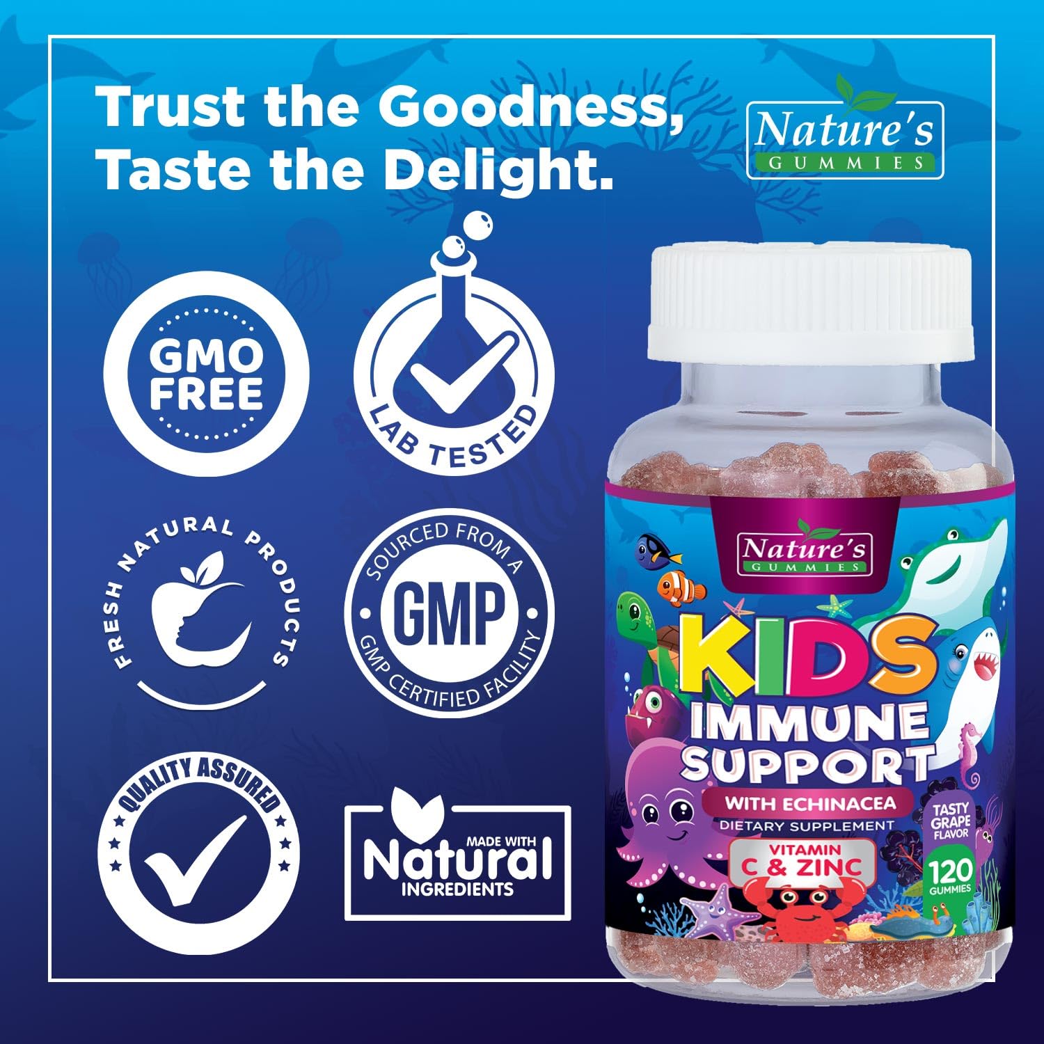 Nature's Nutrition gommes immunité enfants - forme gomme facile à mâcher.