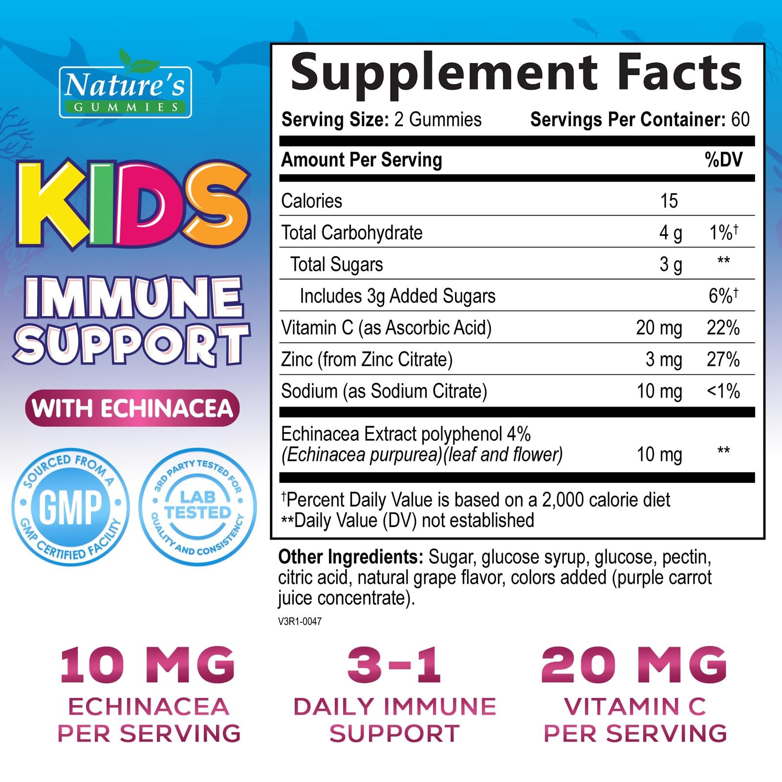 Nature's Nutrition gommes immunité enfants - prise facile après l'école.