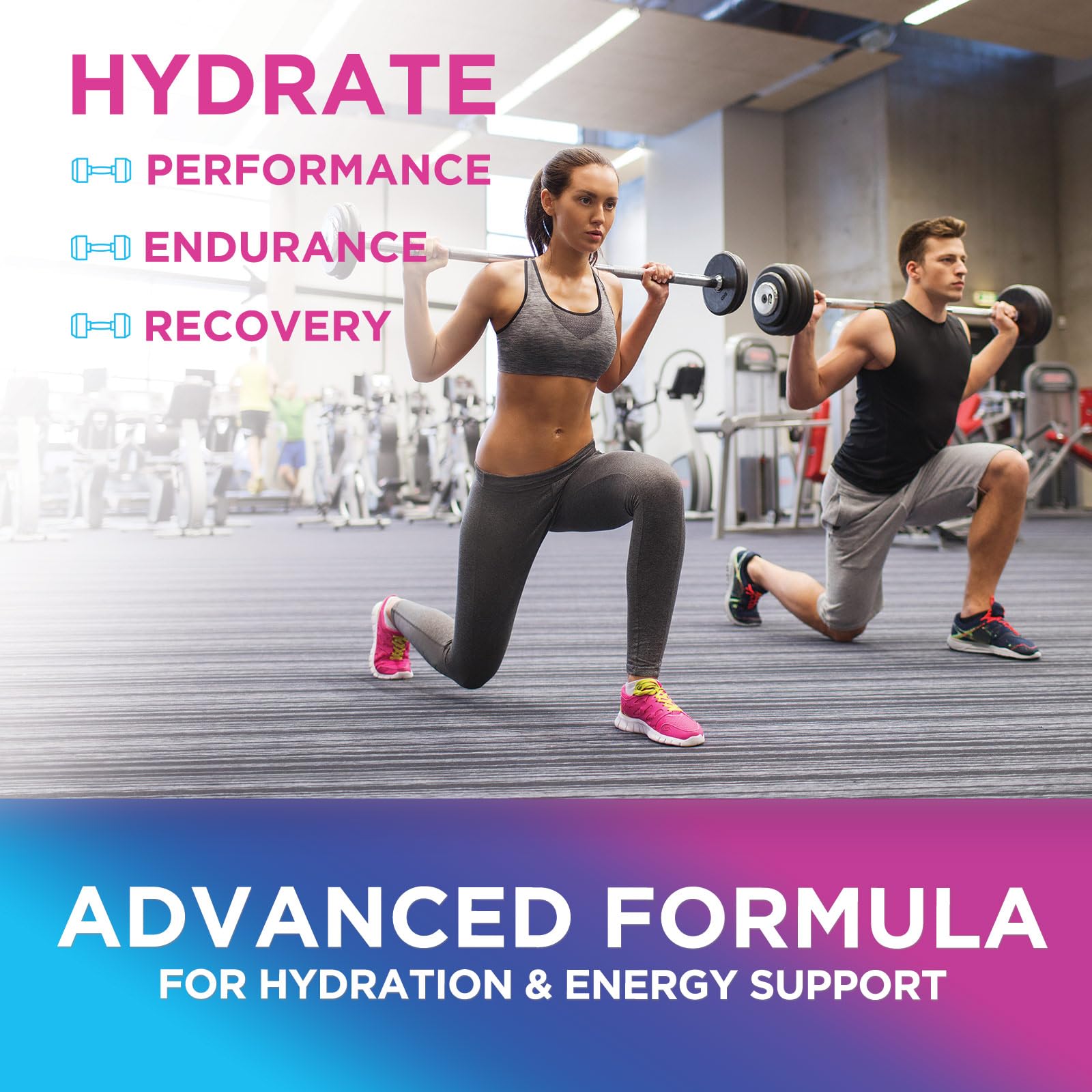 Activité sportive: gommes hydratation Nature's Nutrition en main.