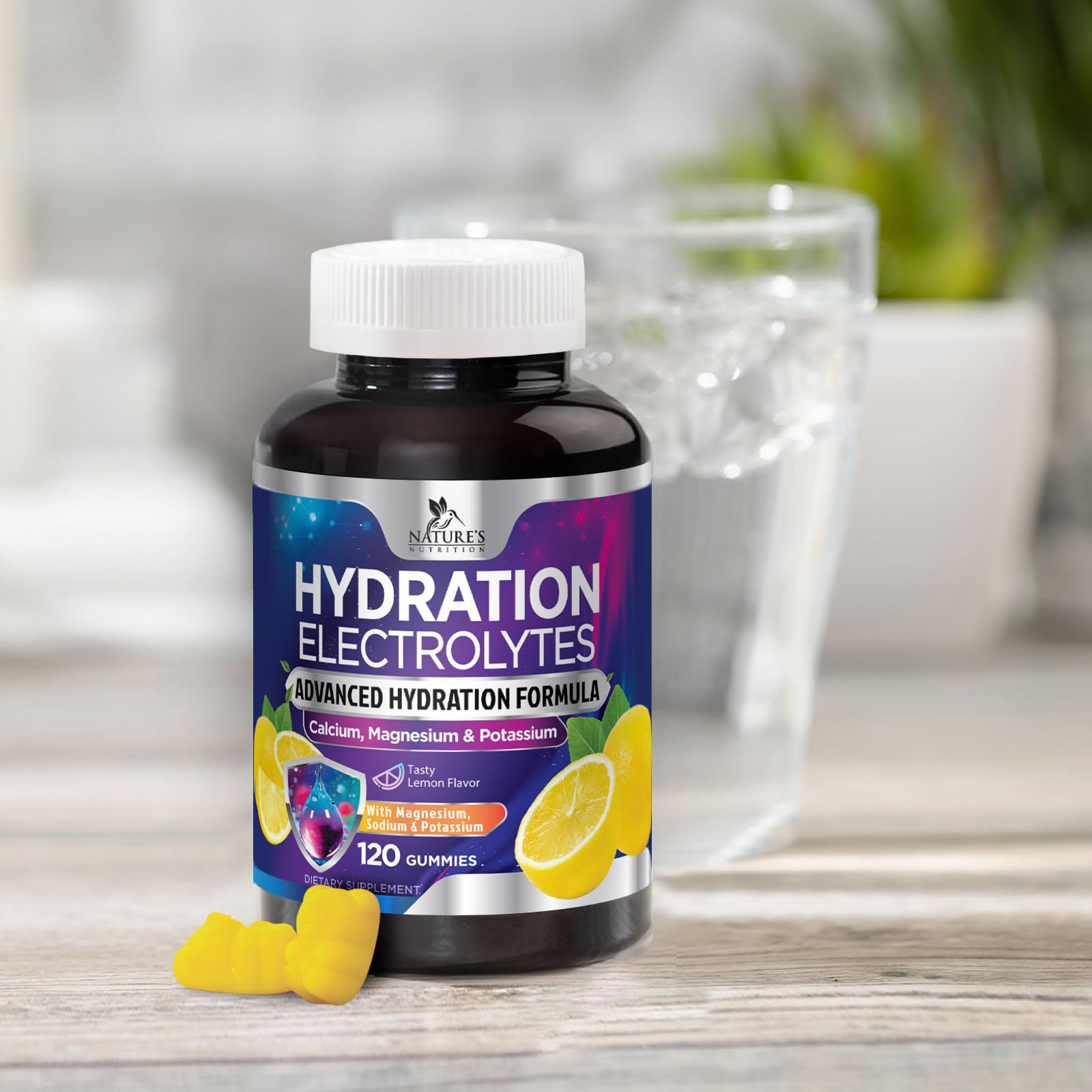 Hydratation quotidienne facile avec gommes citron Nature's Nutrition.