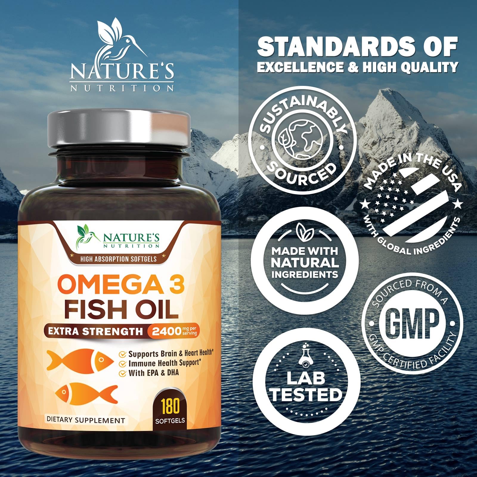 Contrôle cgmp et qualité sur l'emballage Nature's Nutrition Omega3