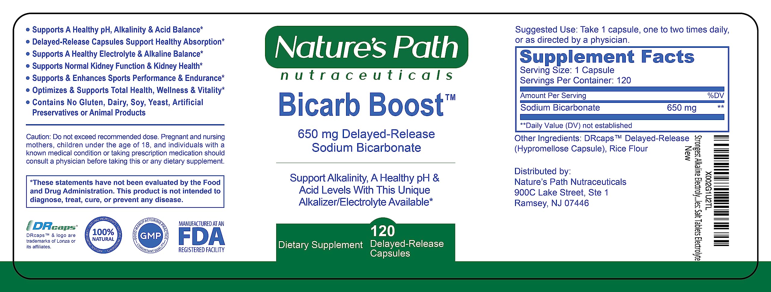 Nature's Path Nutraceuticals comprimés 650 mg, dosage pratique pour hydratation et énergie.