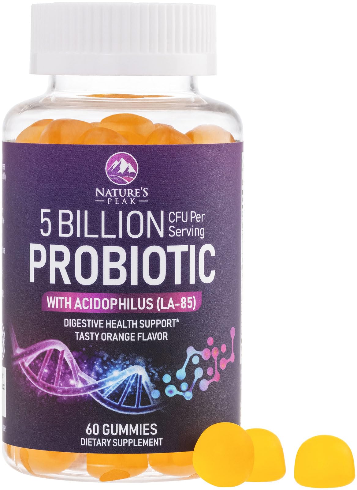 Nature's Peak – Bouteille gommes probiotiques pour le soutien digestif.