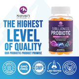 Nature's Peak – Emballage clair indiquant dosage et souches probiotiques.