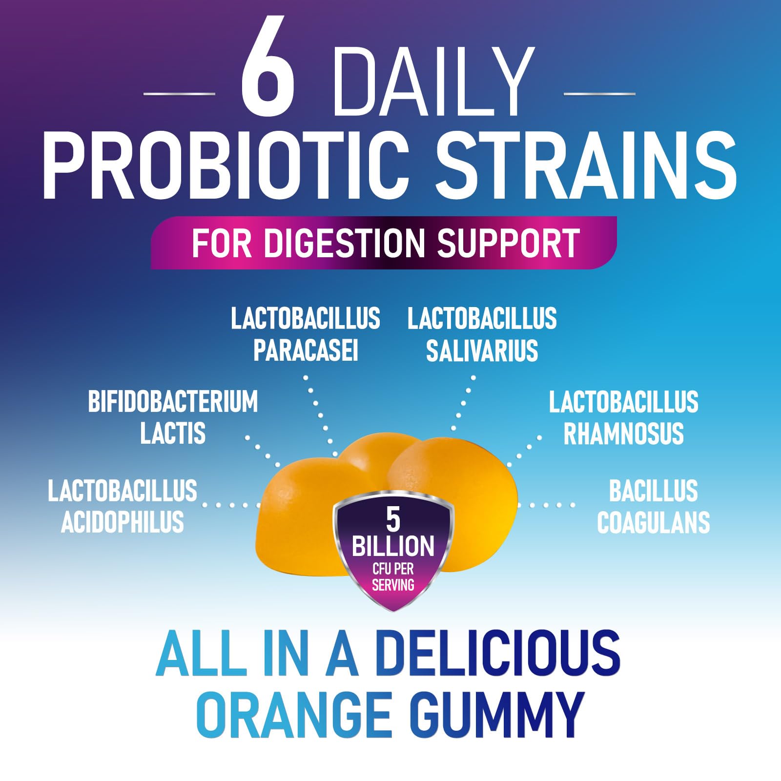 Nature's Peak – Gomme probiotique orange, aide digestive légère.