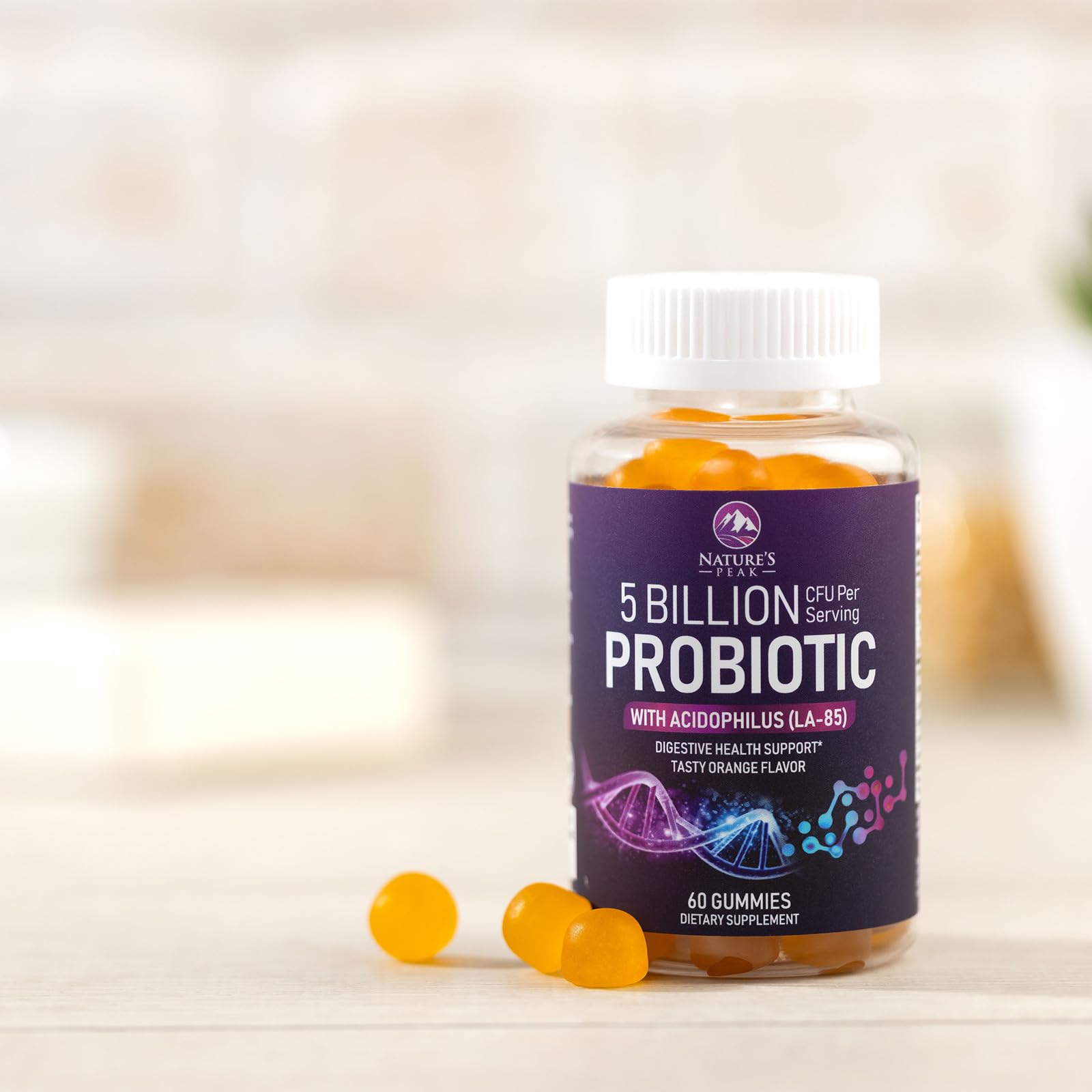 Nature's Peak – Premier plan sur gommes probiotiques pratiques.