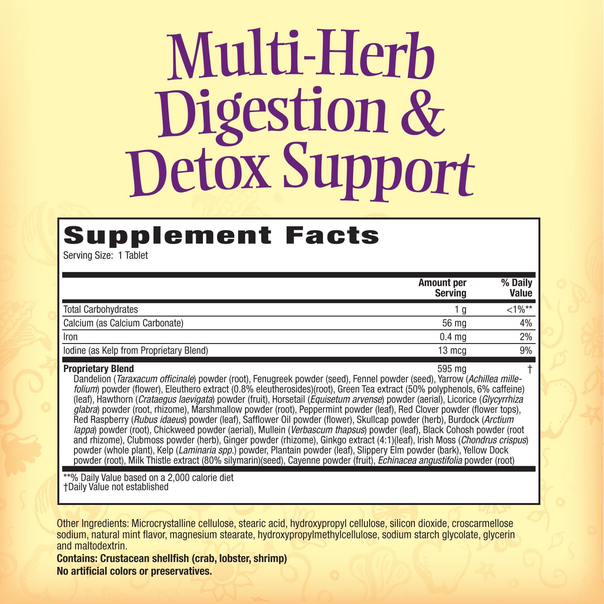 Comprimés Nature's Secret Multi-Herb Digestion et Détox, forme pratique pour usage quotidien.
