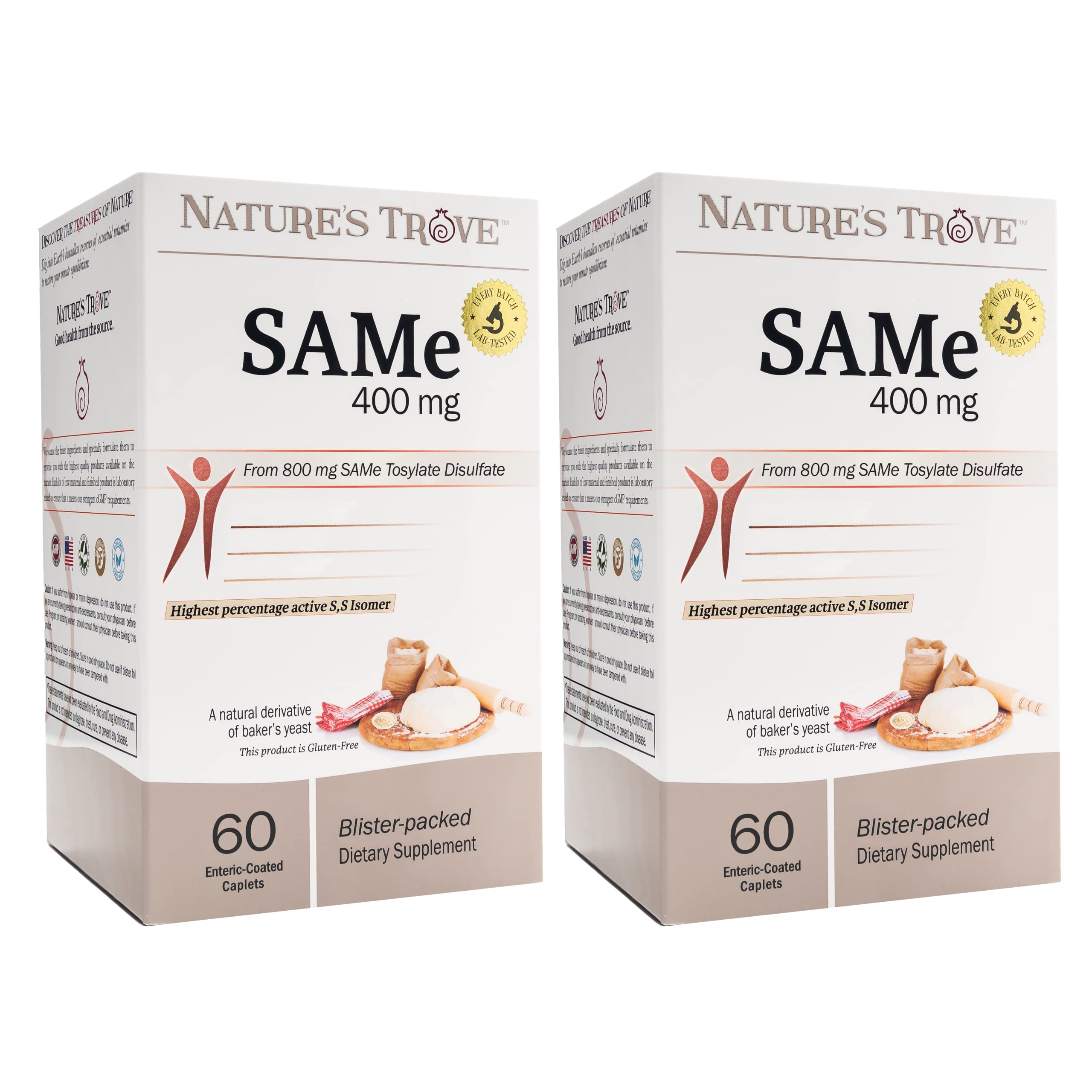 Nature's Trove SAM-e 400mg: boîte et blister pour une fraîcheur assurée.
