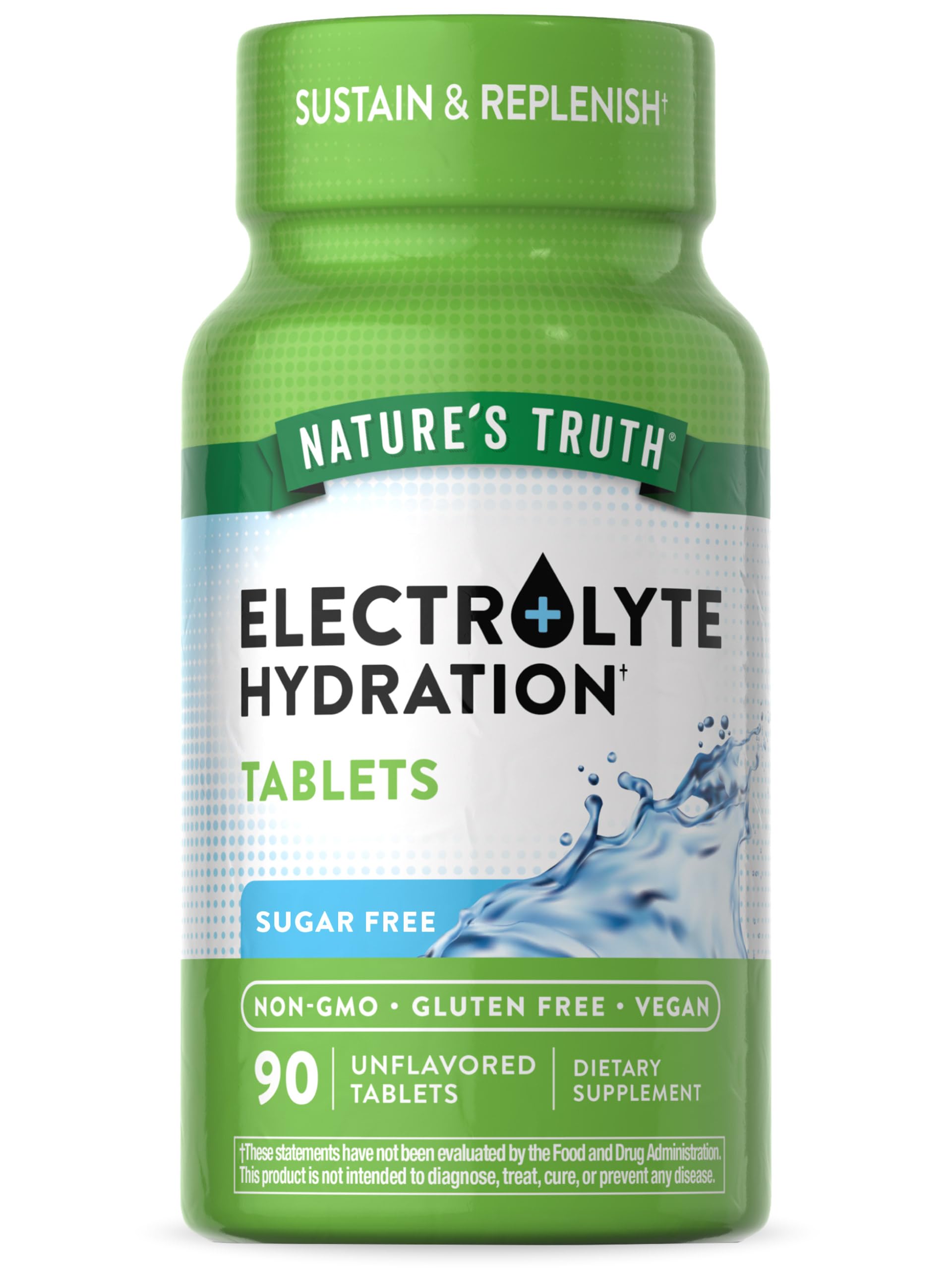 Nature's Truth comprimés électrolytes sans sucre en flacon, hydratation pratique