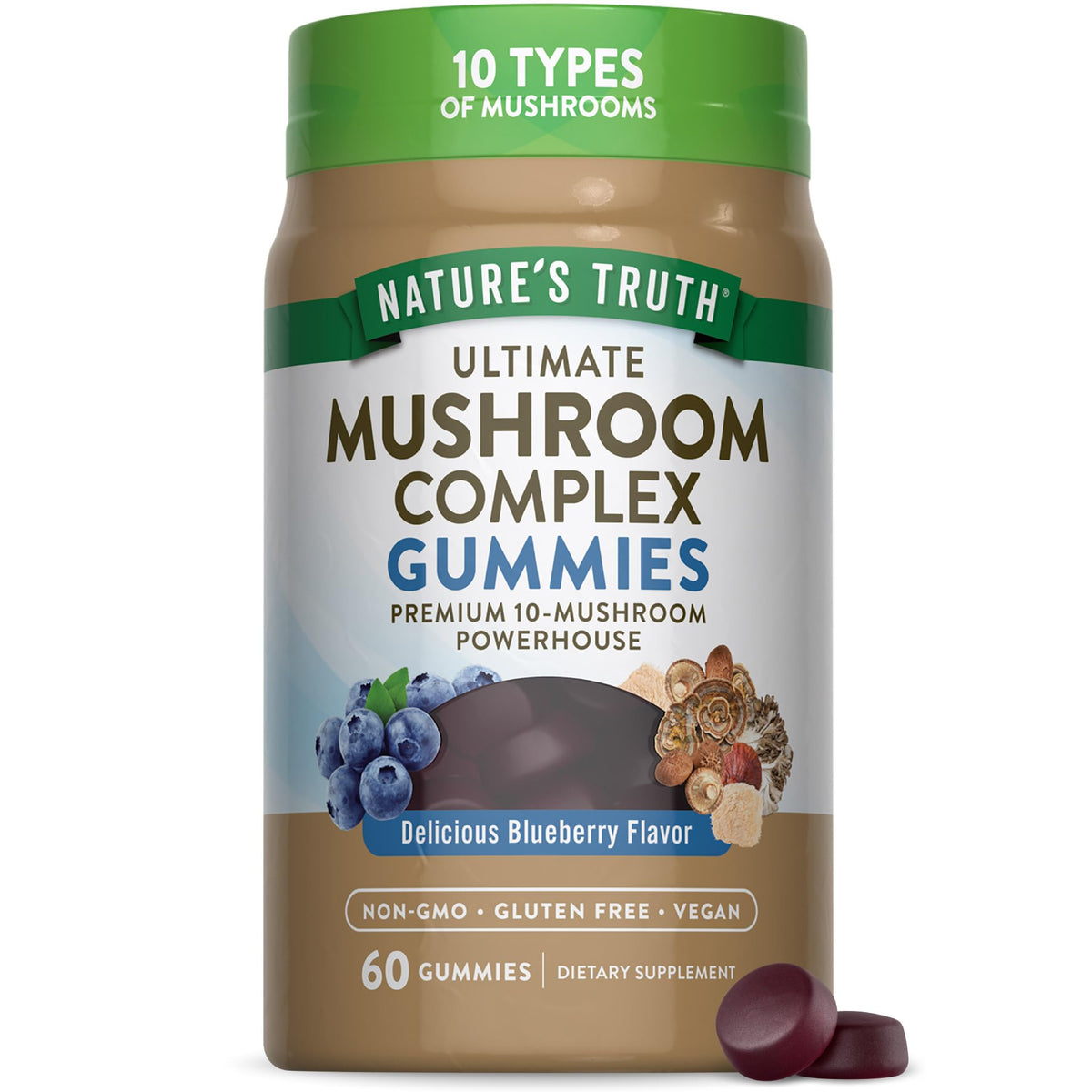 Gummies Nature's Truth à la myrtille, boîte de 60, faciles à intégrer au quotidien.