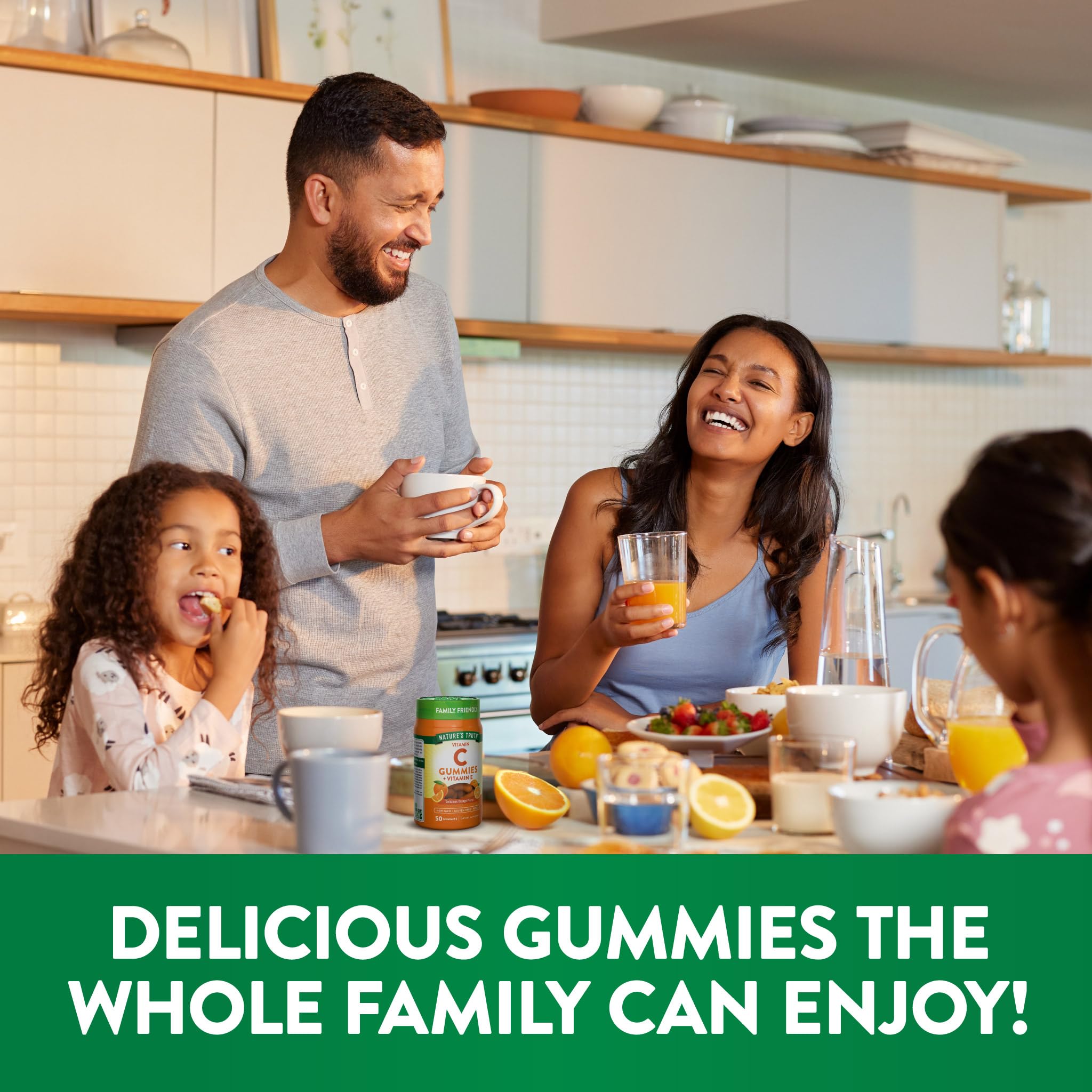 Nature's Truth Gommes Vitamine C étiquette sans gluten, option végan et sans allergènes.
