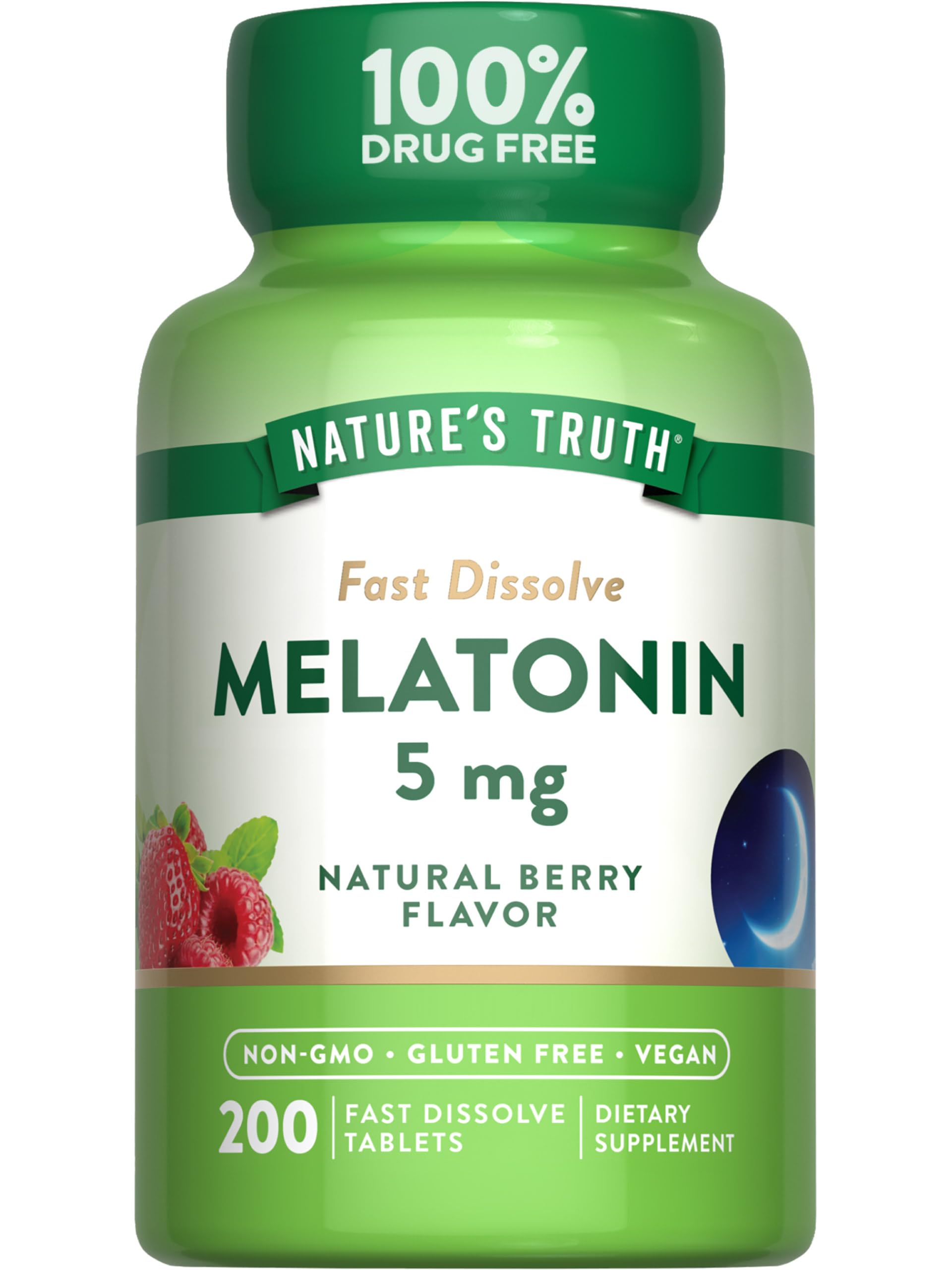 Nature's Truth Mélatonine, bouteille dissolution rapide, rituel du soir au goût framboise naturel