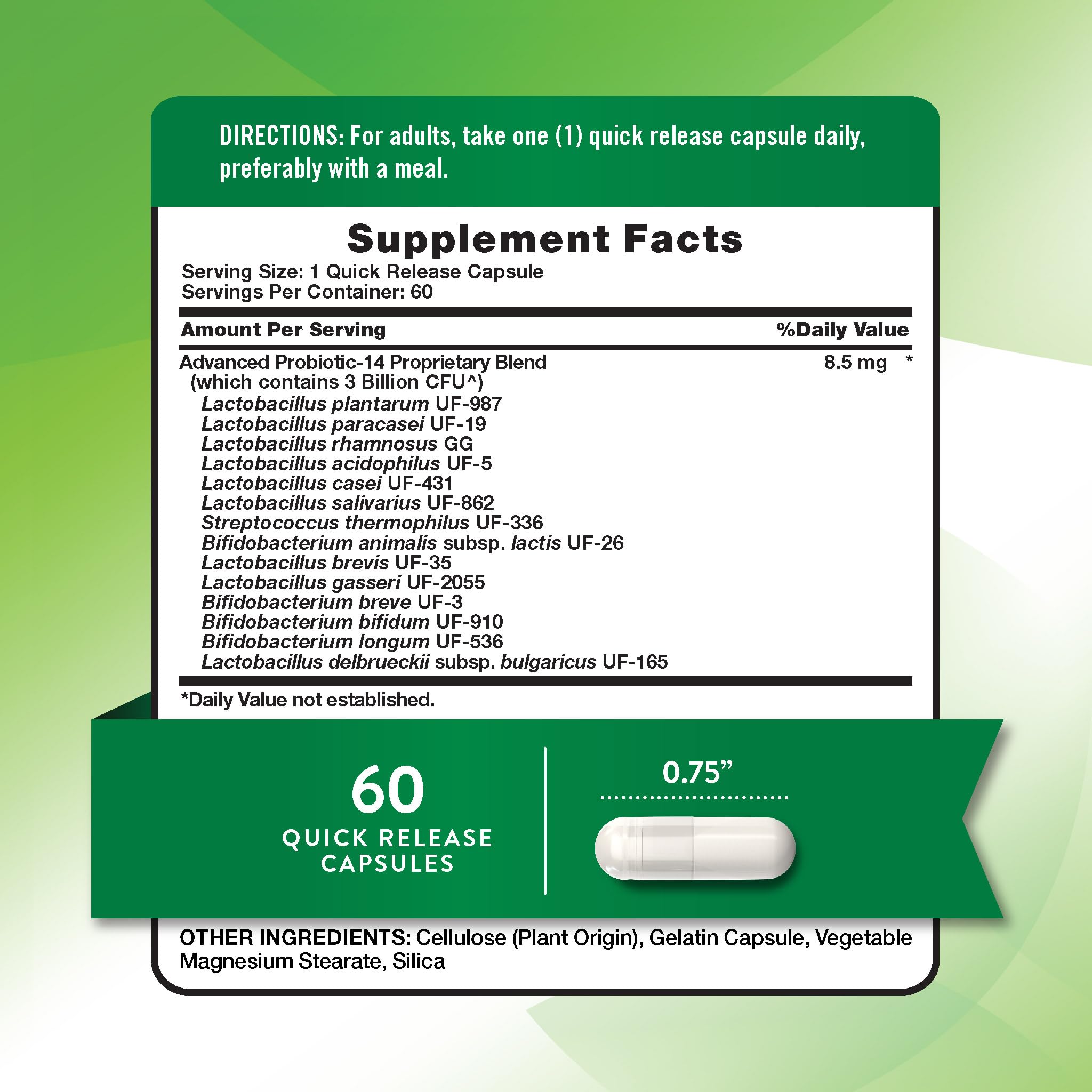 Nature's Truth Probiotiques 14 souches, équilibre intestinal renforcé.