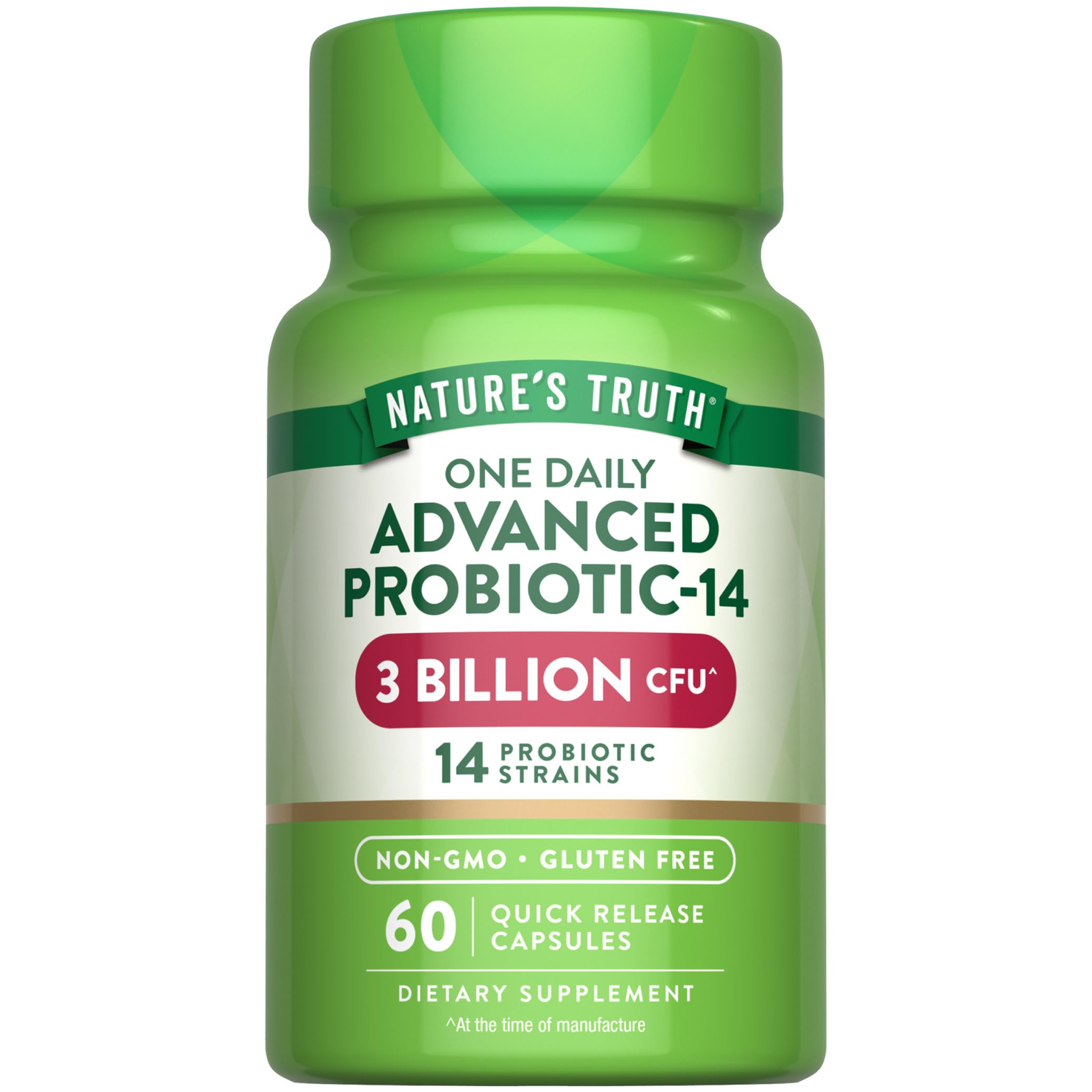 Nature's Truth Probiotiques capsules, 3 milliards CFU, soutien digestif quotidien.