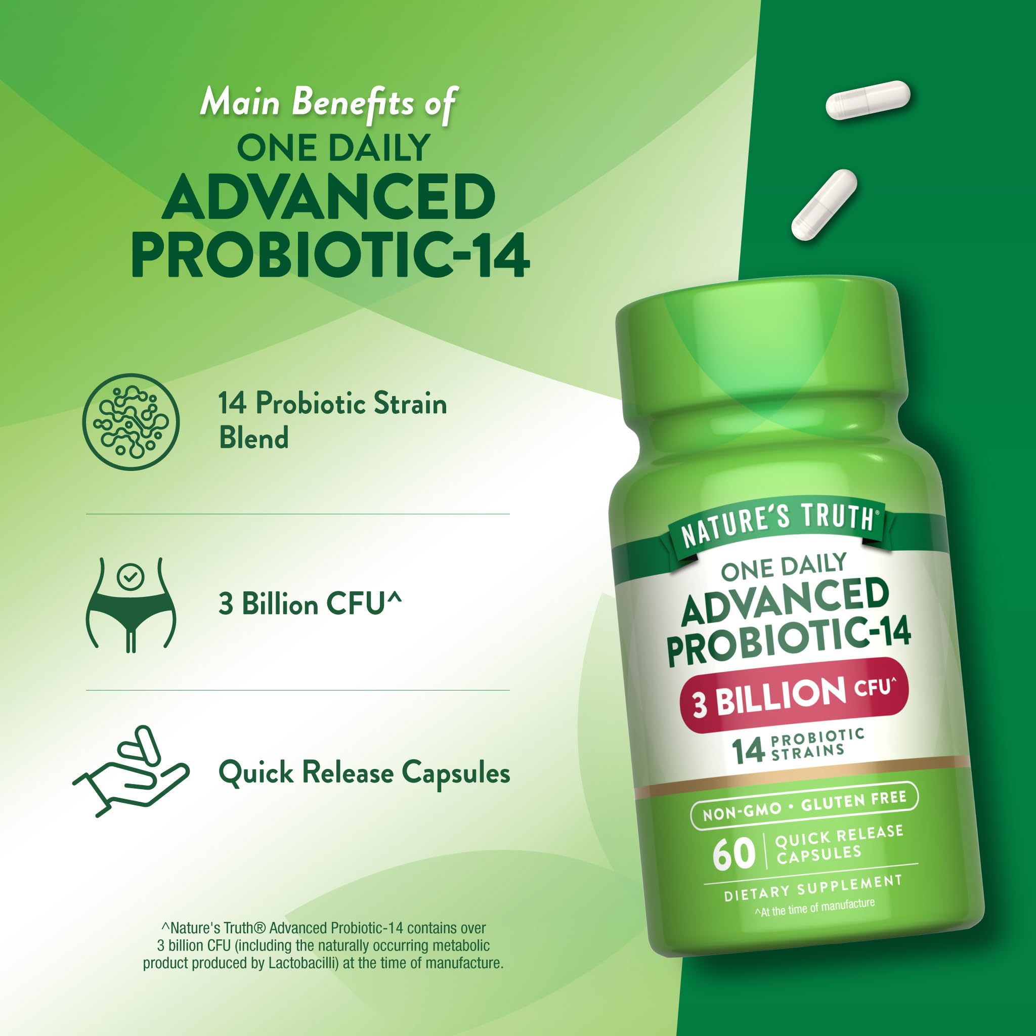 Nature's Truth Probiotiques sans OGM, routine saine et naturelle.