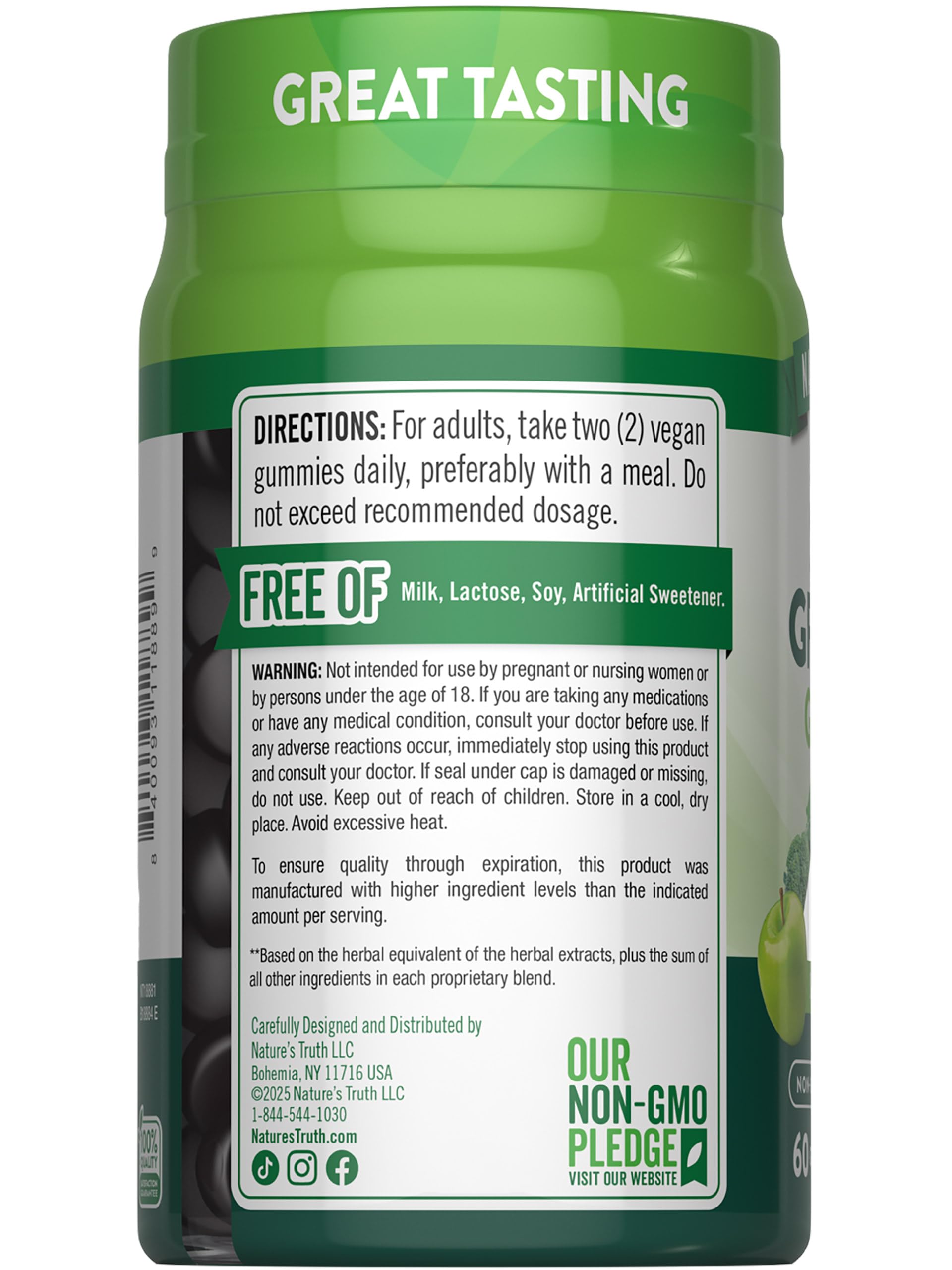 Nature's Truth Super Greens Gommes – utilisation quotidienne facile, au bureau ou maison.