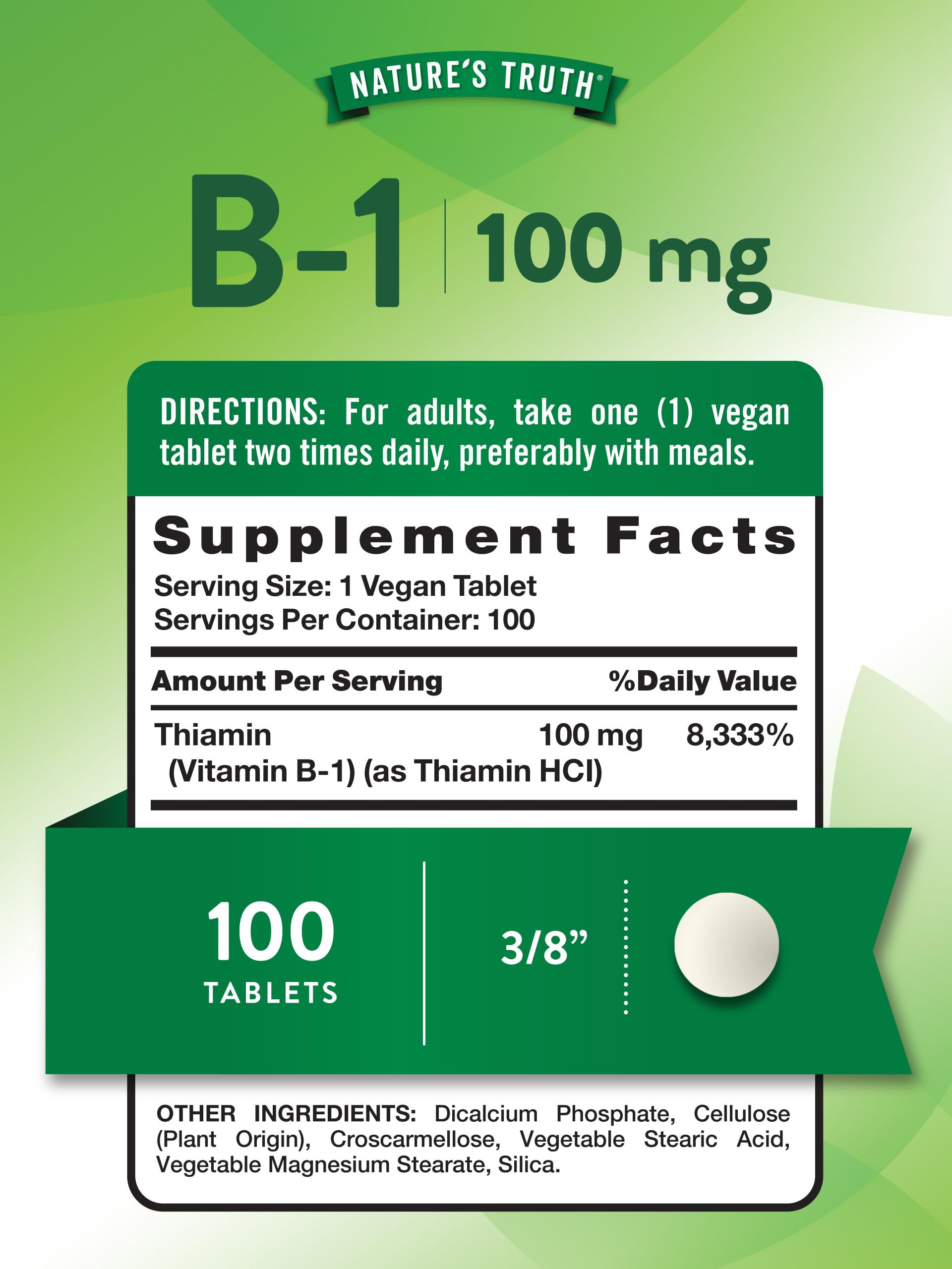 Tablettes végétariennes Nature's Truth B1 adaptées au mode vegan.