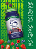 Emballage Nature's Truth Zinc Gummies avec design clair.