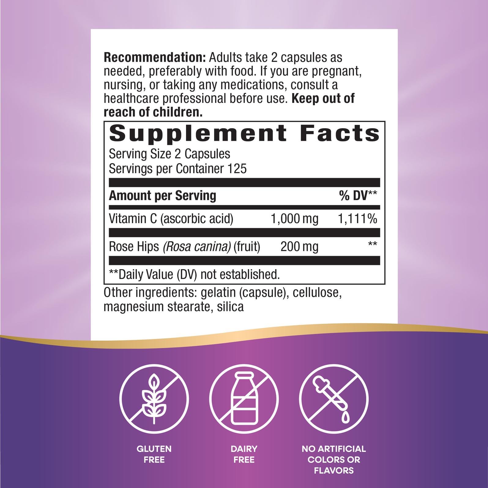 Premier plan sur les gélules et l'étiquette, rappel du bénéfice antioxydant avec églantier.