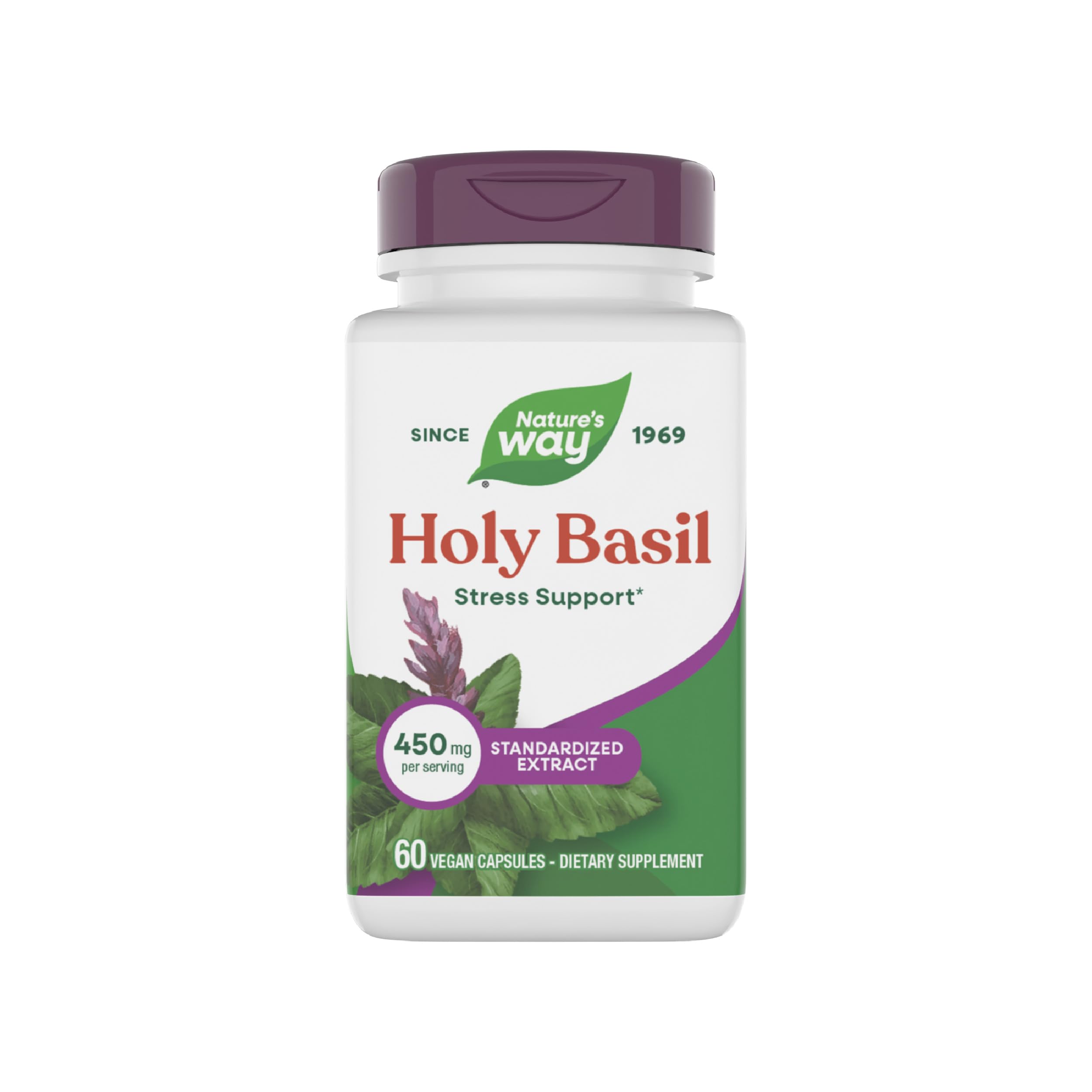 Nature's Way Basilic Sacré extrait – bouteille pour soutien potentiel au stress.