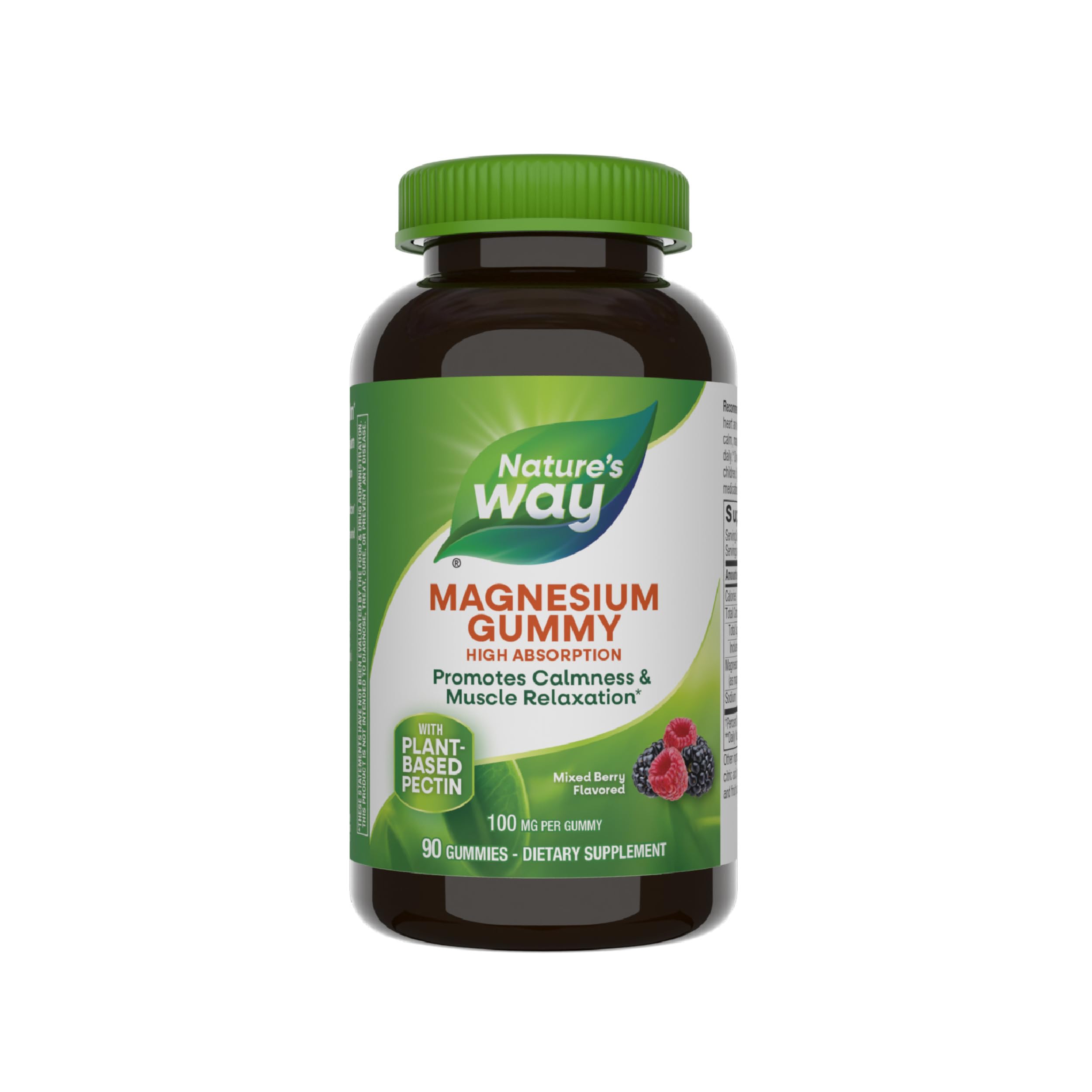 Gommes Nature’s Way Magnésium citrate en bouteille, soutien musculaire et nerveux au quotidien.