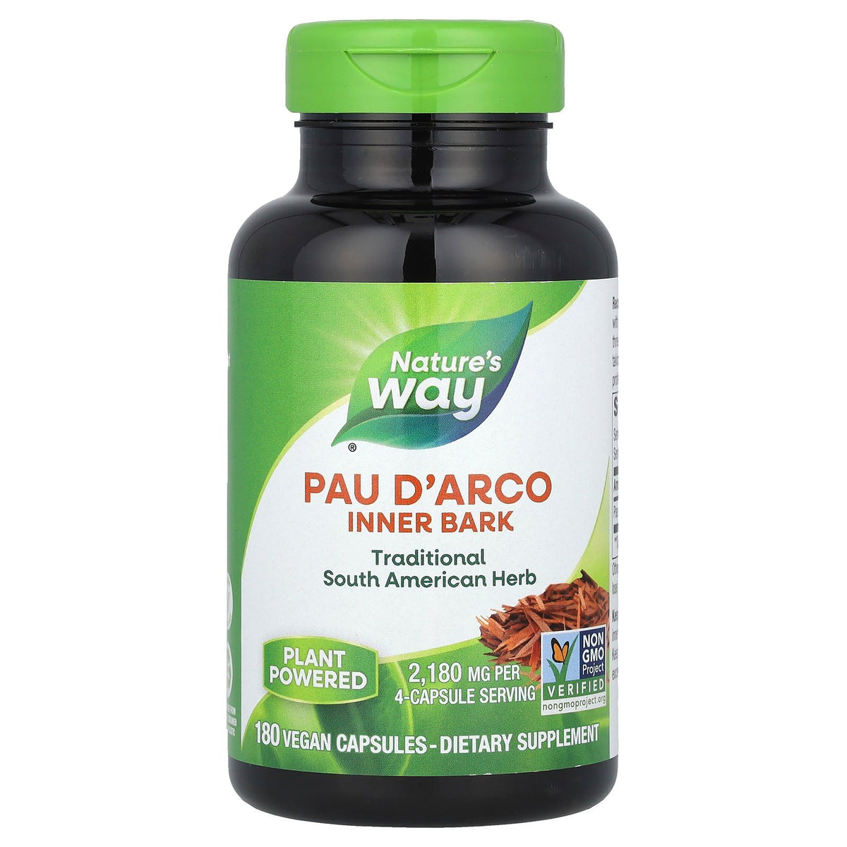 Capsule Nature's Way Pau D'Arco, écorce interne, usage quotidien pratique