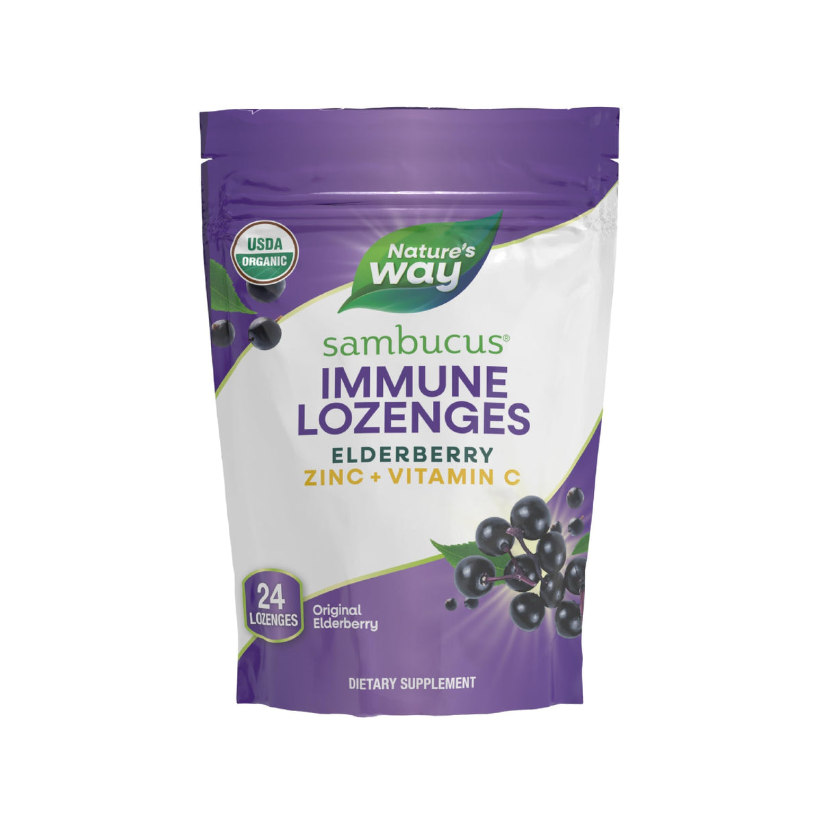 Pastilles Sambucus Nature's Way emballage clair pour soutien quotidien potentiel