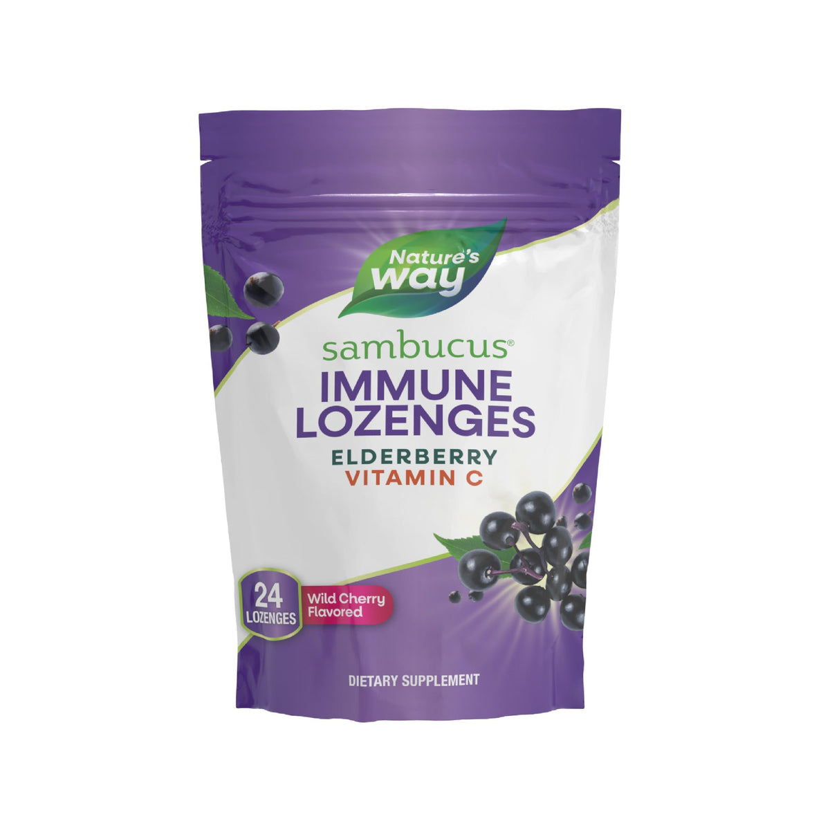 Nature's Way Sambucus – bouteille de pastilles cerise sauvage prête à l'emploi.