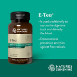 Confort digestif potentiel avec Nature's Sunshine E-Tea Capsules en format encapsulé.