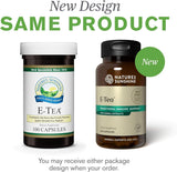 Étiquette et emballage de Nature's Sunshine E-Tea Capsules, usage pratique.