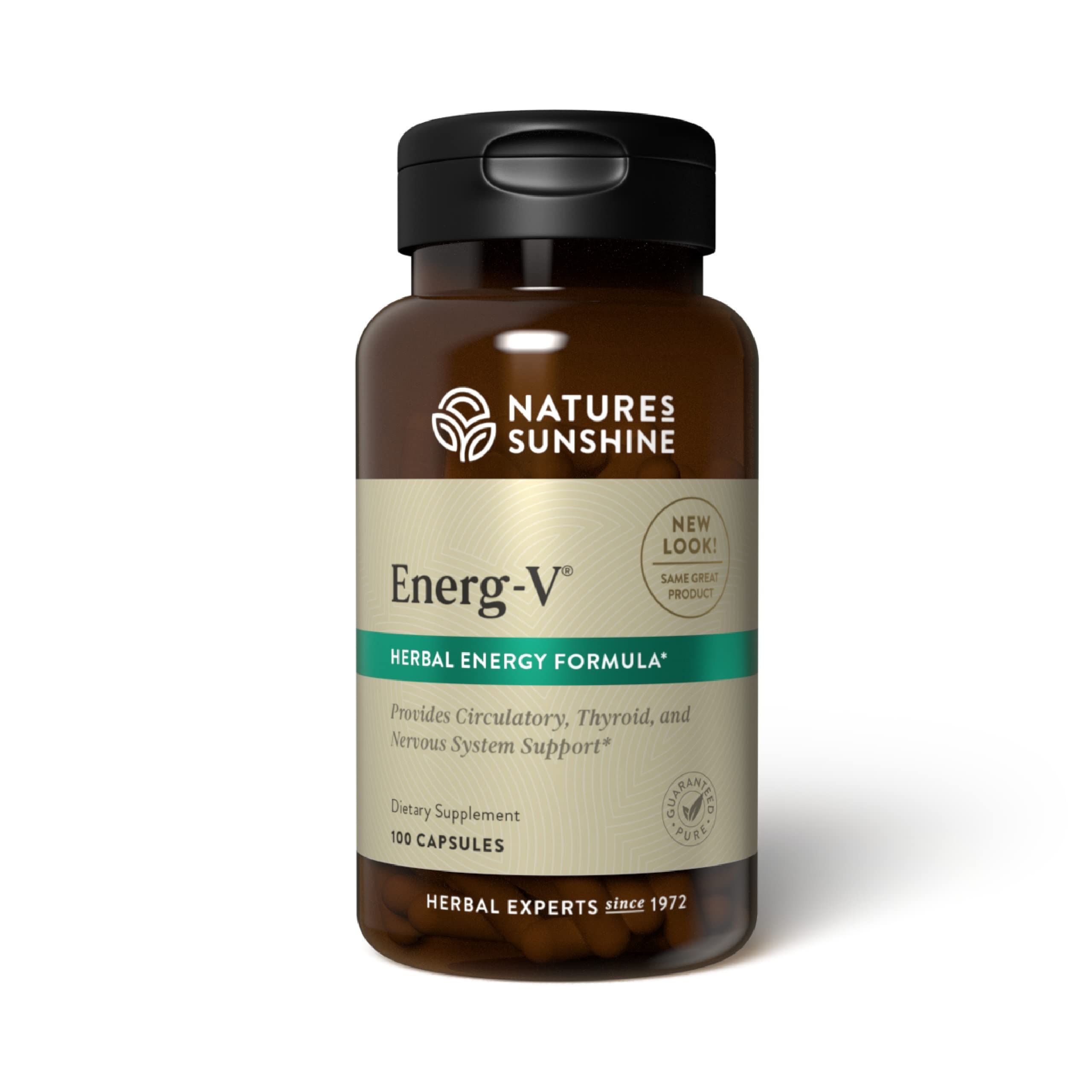 Energ-V Nature's Sunshine – boîte de 100 capsules prête pour l'énergie quotidienne.