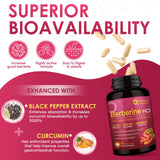 NATURE TARGET Berberine HCl 1200mg - Absorption améliorée grâce au poivre noir.