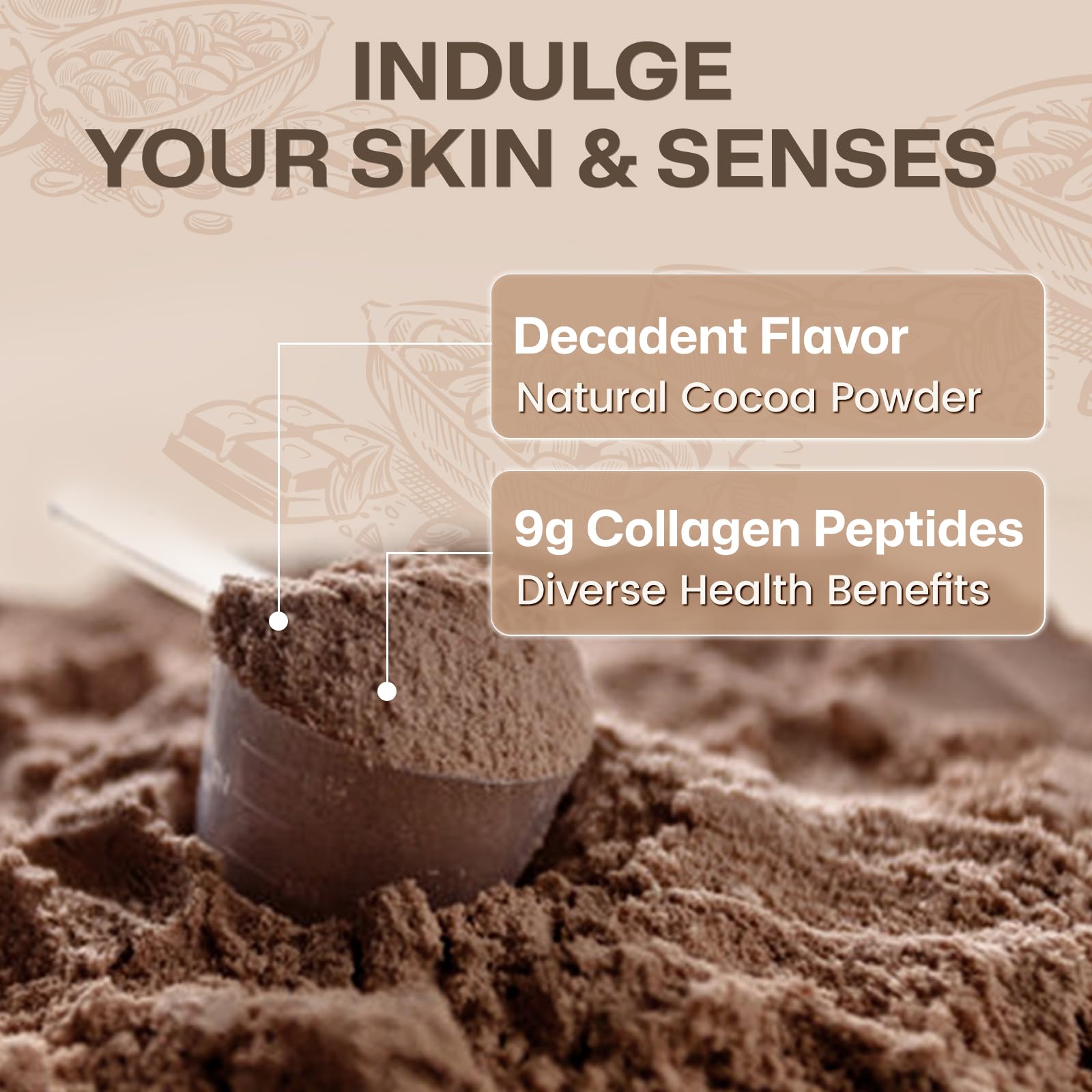 NATURE TARGET Chocolat Multi Collagen – etiquette d’emballage claire et pureté garantie.