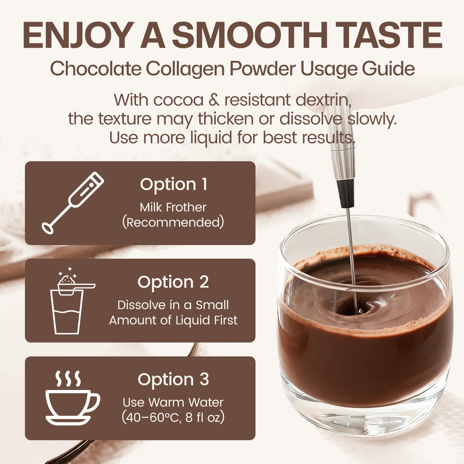 NATURE TARGET Chocolat Multi Collagen – poudre fine pour smoothie onctueux.
