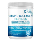 Nature Target poudre de collagène marin en emballage, soutien potentiel peau et cheveux.