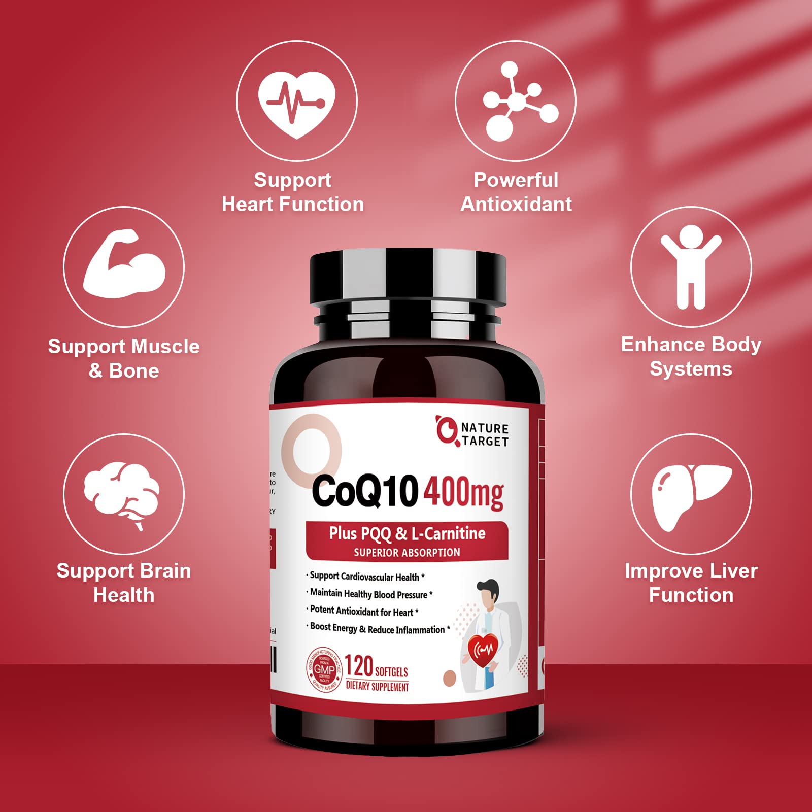 Nature Target CoQ10 400mg – Absorption améliorée avec BioPerine.