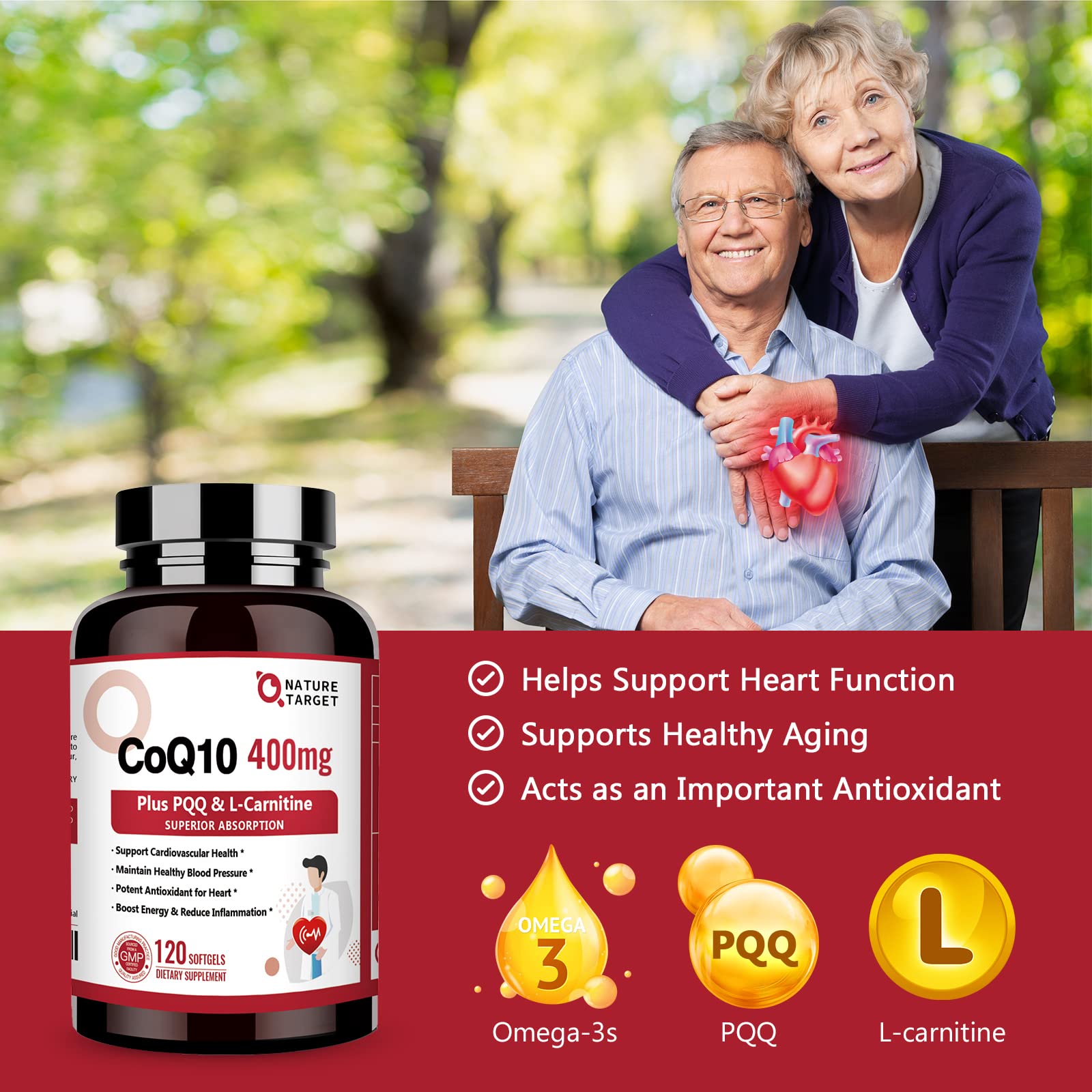Nature Target CoQ10 400mg – Avantages potentiels pour énergie et vitalité.
