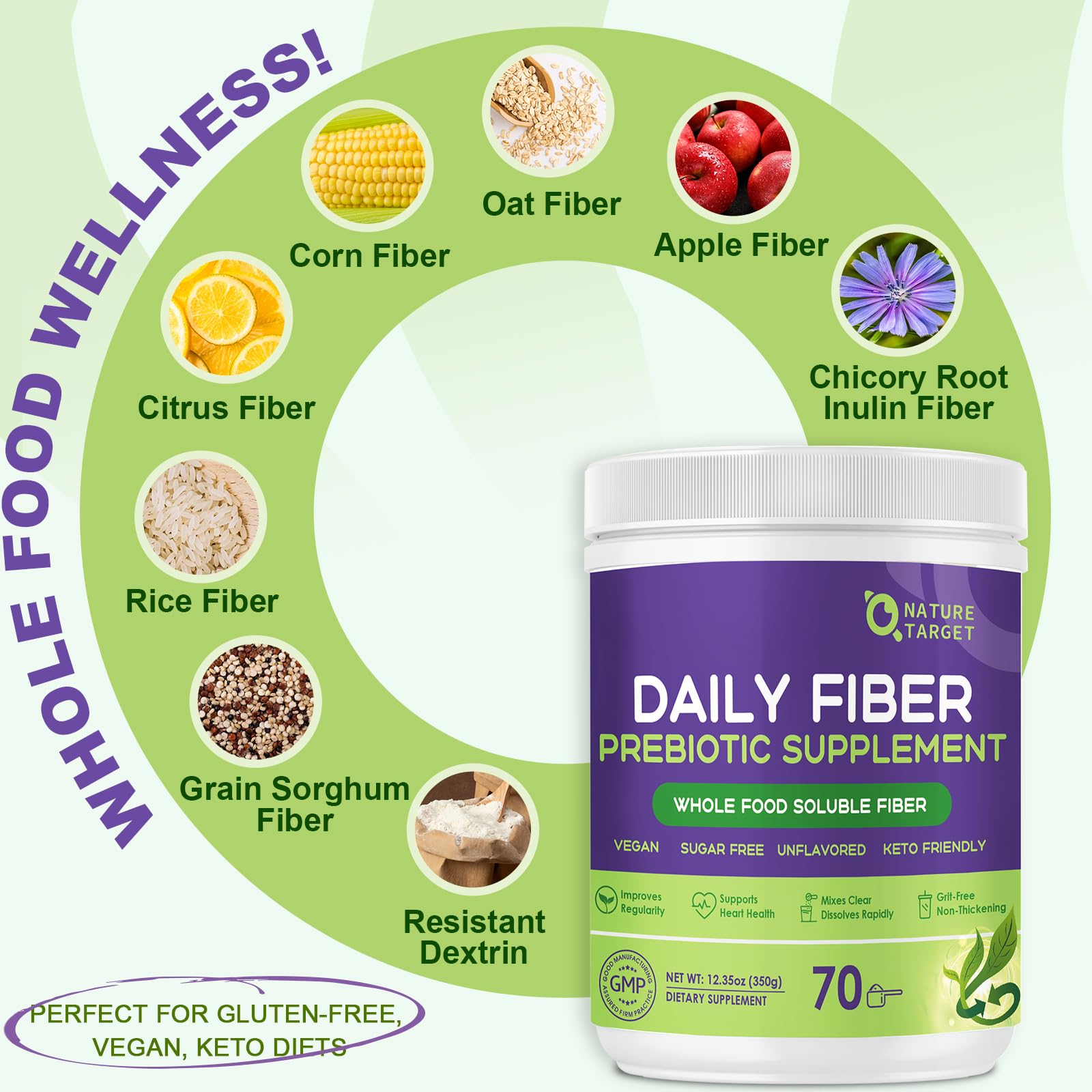 NATURE TARGET ingrédients biologiques fibre: option naturelle adaptée à divers régimes