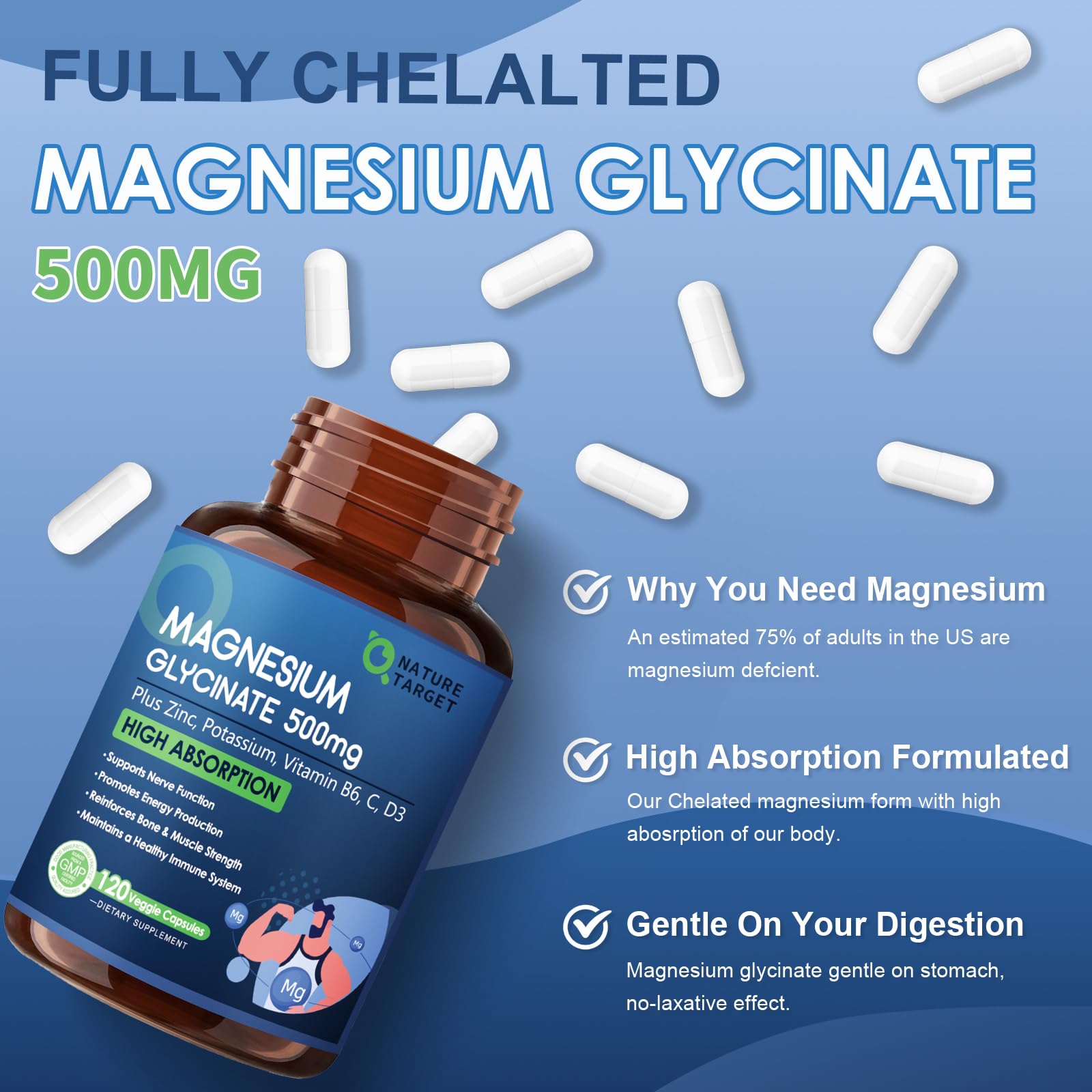 NATURE TARGET Magnésium Glycinate – capsules faciles à avaler