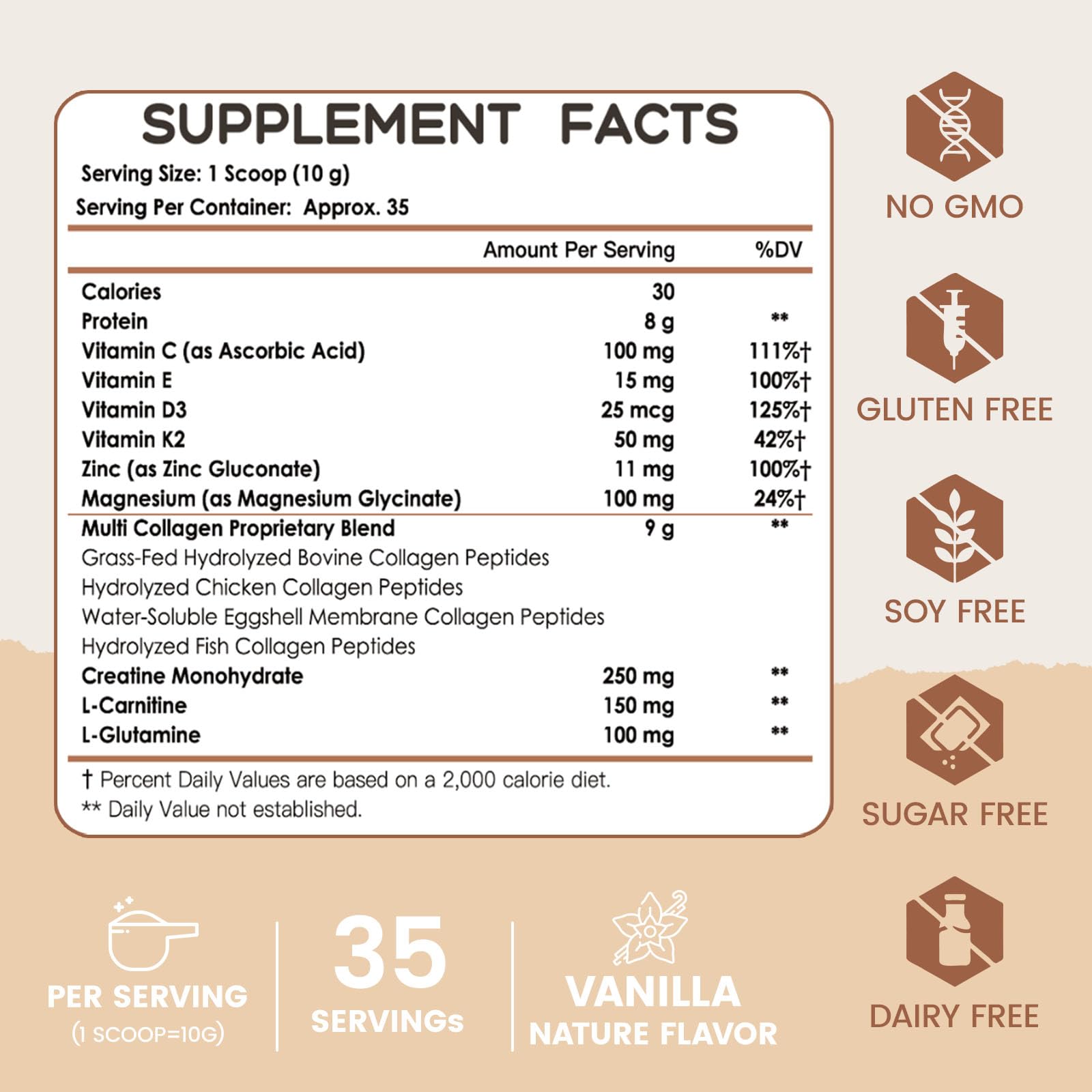 Nature Target Multi Collagene vanille, dose pratique pour café.